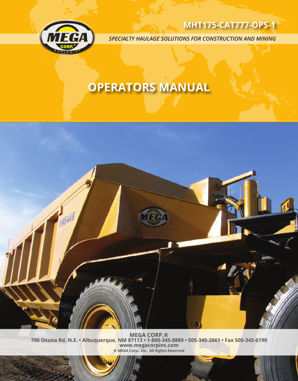 MEGA Corp. MHT175-CAT777-OPS-1 User Manual | 42 pages