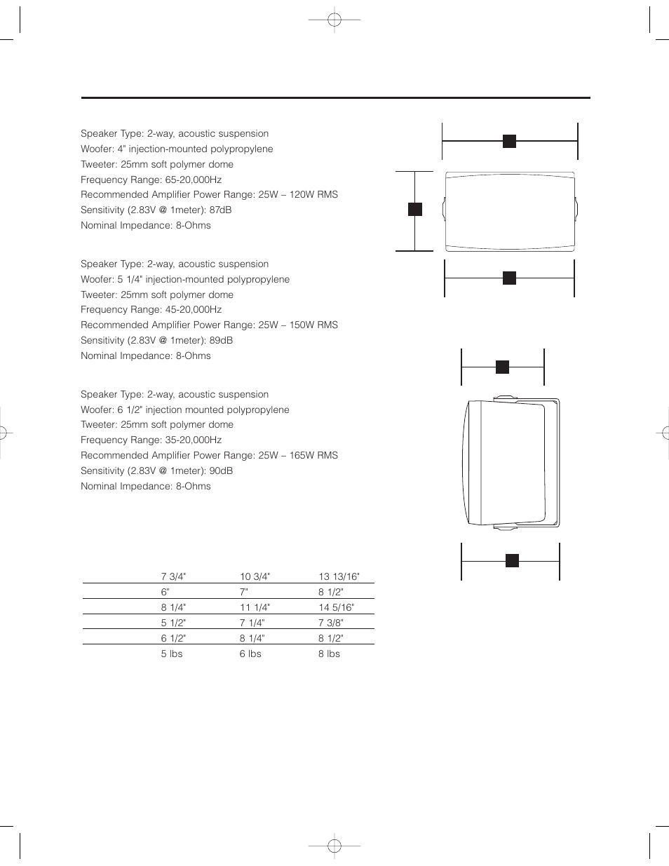 Specifications | Cambridge SoundWorks Speaker User Manual | Page 11 / 12