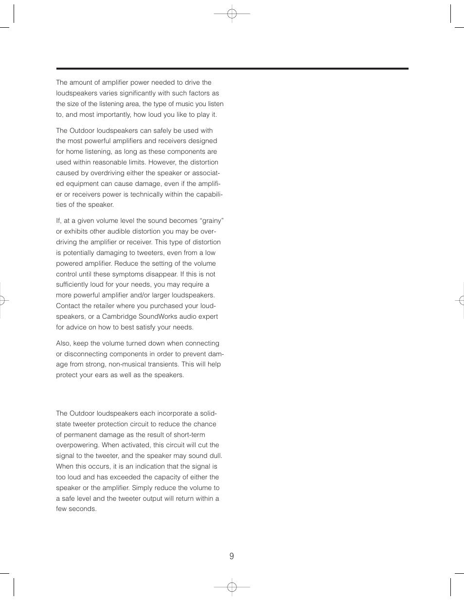 About amplifier power | Cambridge SoundWorks Speaker User Manual | Page 9 / 12