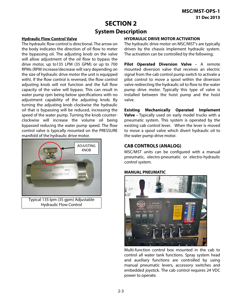 Cab controls (analog), Cab controls (analog) -3, System description | MEGA Corp. MSC-OPS-1 User Manual | Page 12 / 61