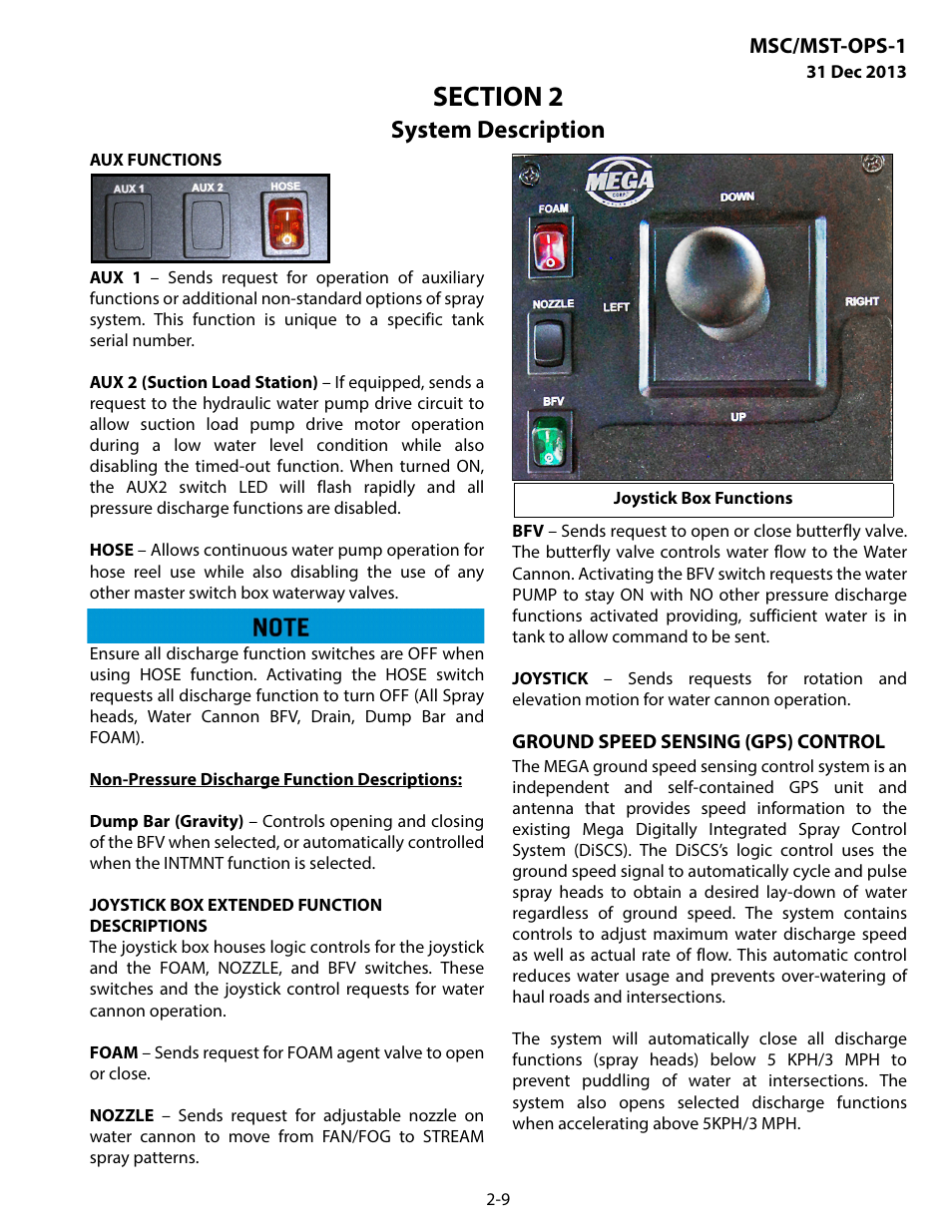Ground speed sensing (gps) control, Ground speed sensing (gps) control -9, System description | MEGA Corp. MSC-OPS-1 User Manual | Page 18 / 61