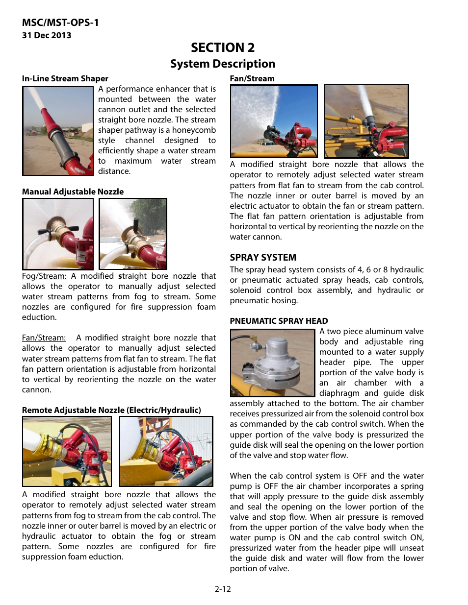 Spray system, Spray system -12, System description | MEGA Corp. MSC-OPS-1 User Manual | Page 21 / 61