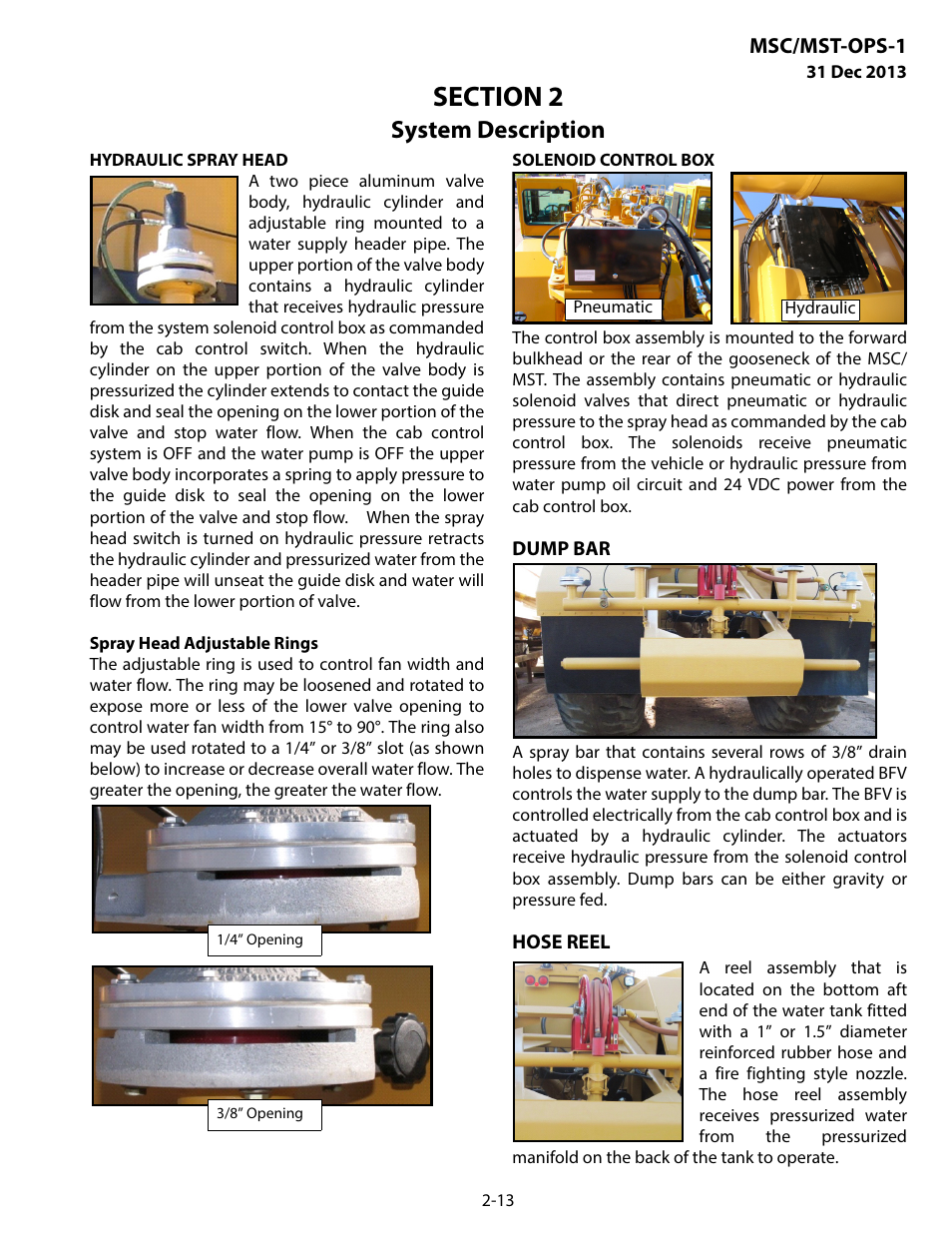 Dump bar, Hose reel, Dump bar -13 hose reel -13 | System description | MEGA Corp. MSC-OPS-1 User Manual | Page 22 / 61