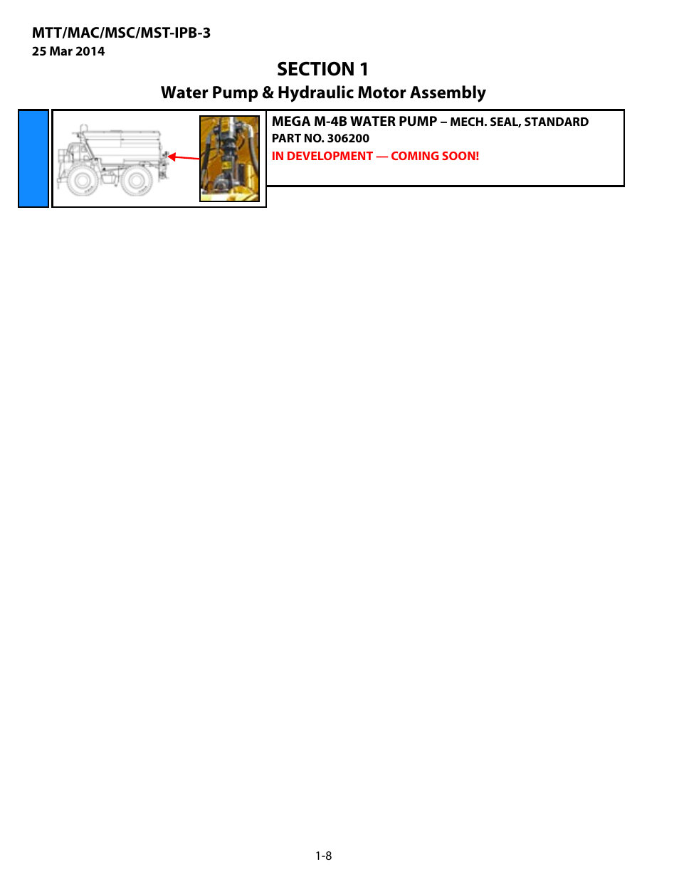 Mega m-4b water pump – mech. seal, standard, Mega m-4b water pump – mech. seal, standard -8, Water pump & hydraulic motor assembly | MEGA Corp. MTT-IPB-3 User Manual | Page 11 / 55