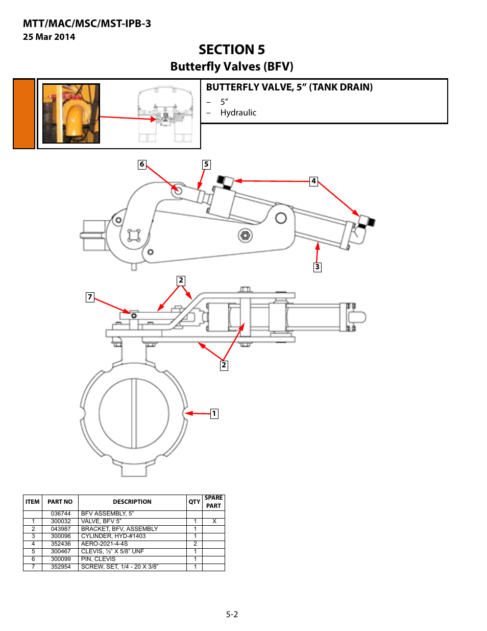 Butterfly valve, 5” (tank drain), Butterfly valve, 5” (tank drain) -2, Butterfly valves (bfv) | Mtt/mac/msc/mst-ipb-3, 5” – hydraulic | MEGA Corp. MTT-IPB-3 User Manual | Page 47 / 55