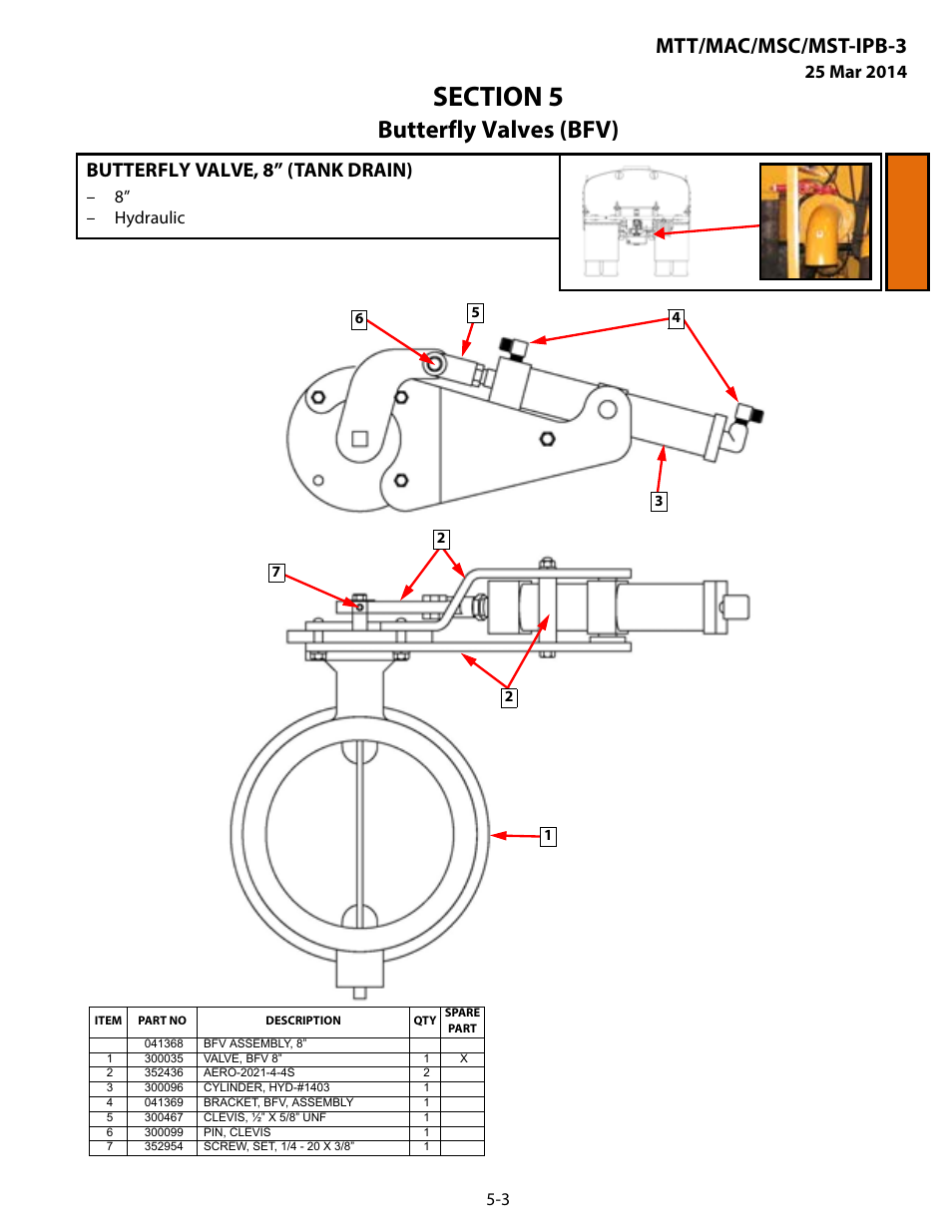 Butterfly valve, 8” (tank drain), Butterfly valve, 8” (tank drain) -3, Butterfly valves (bfv) | Mtt/mac/msc/mst-ipb-3, 8” – hydraulic | MEGA Corp. MTT-IPB-3 User Manual | Page 48 / 55