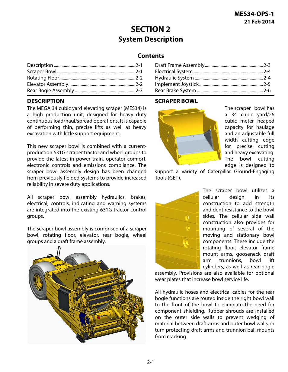 System description, Description, Scraper bowl | Section 2 system description -1 | MEGA Corp. MES34-OPS-1 User Manual | Page 8 / 35