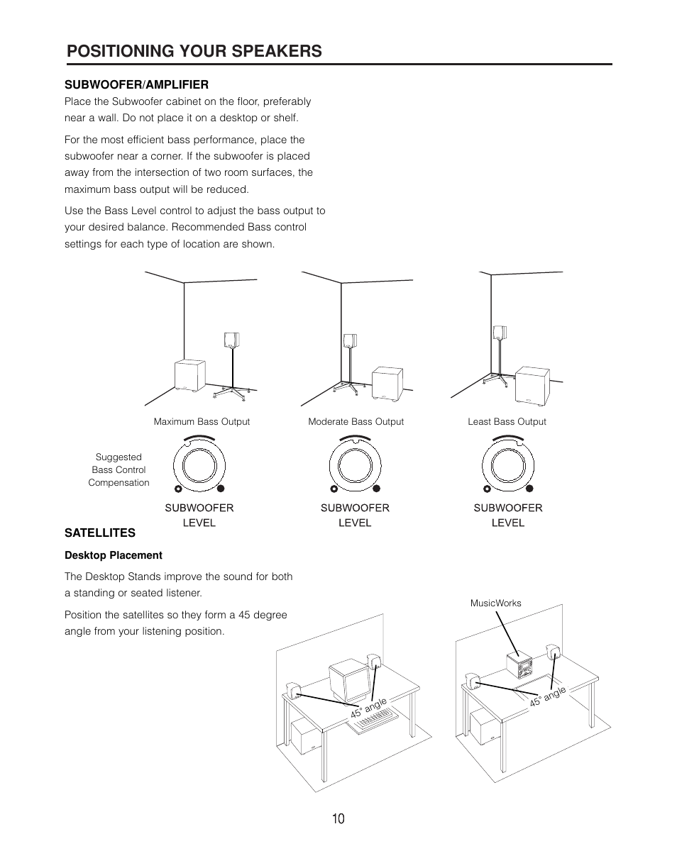 Positioning your speakers | Cambridge SoundWorks II User Manual | Page 10 / 20