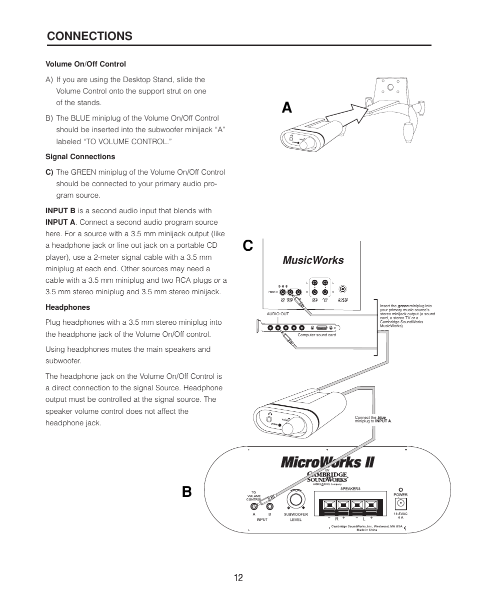 Connections, Musicworks | Cambridge SoundWorks II User Manual | Page 12 / 20