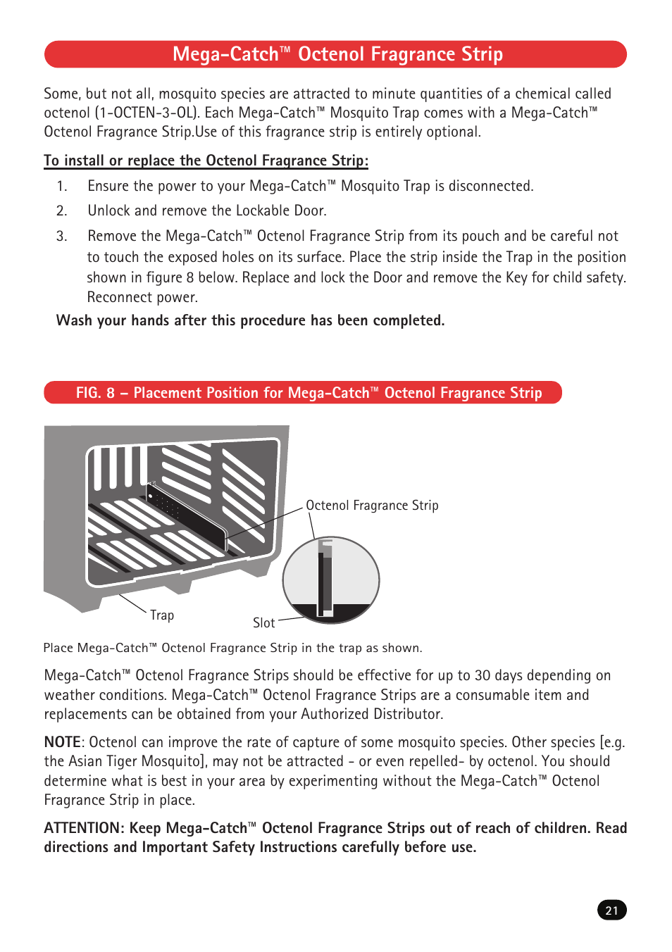 Mega-catch octenol fragrance strip | Mega Catch MCU-800 Ultra User Manual | Page 23 / 32