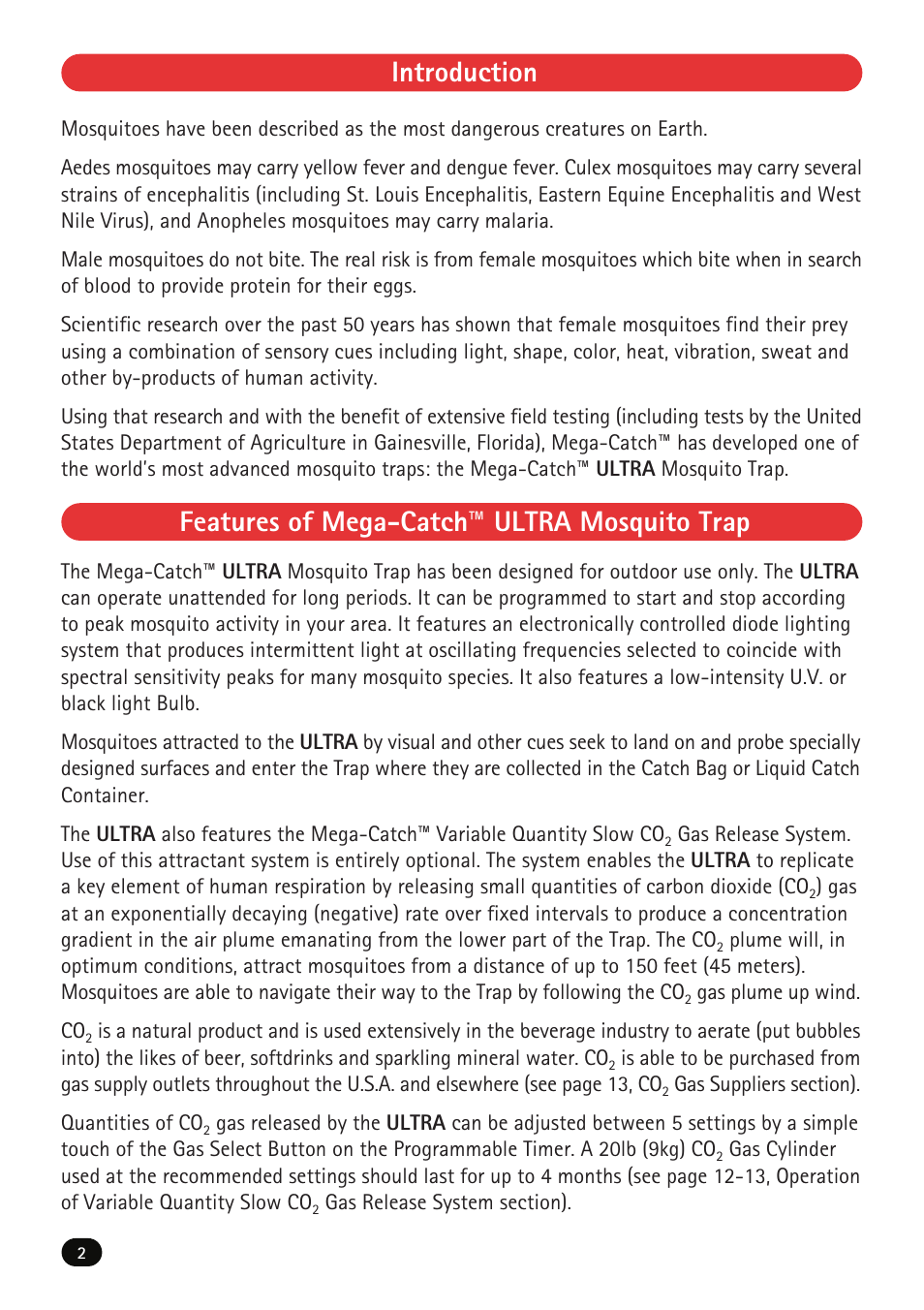 Introduction, Features of mega-catch ultra mosquito trap | Mega Catch MCU-800 Ultra User Manual | Page 4 / 32