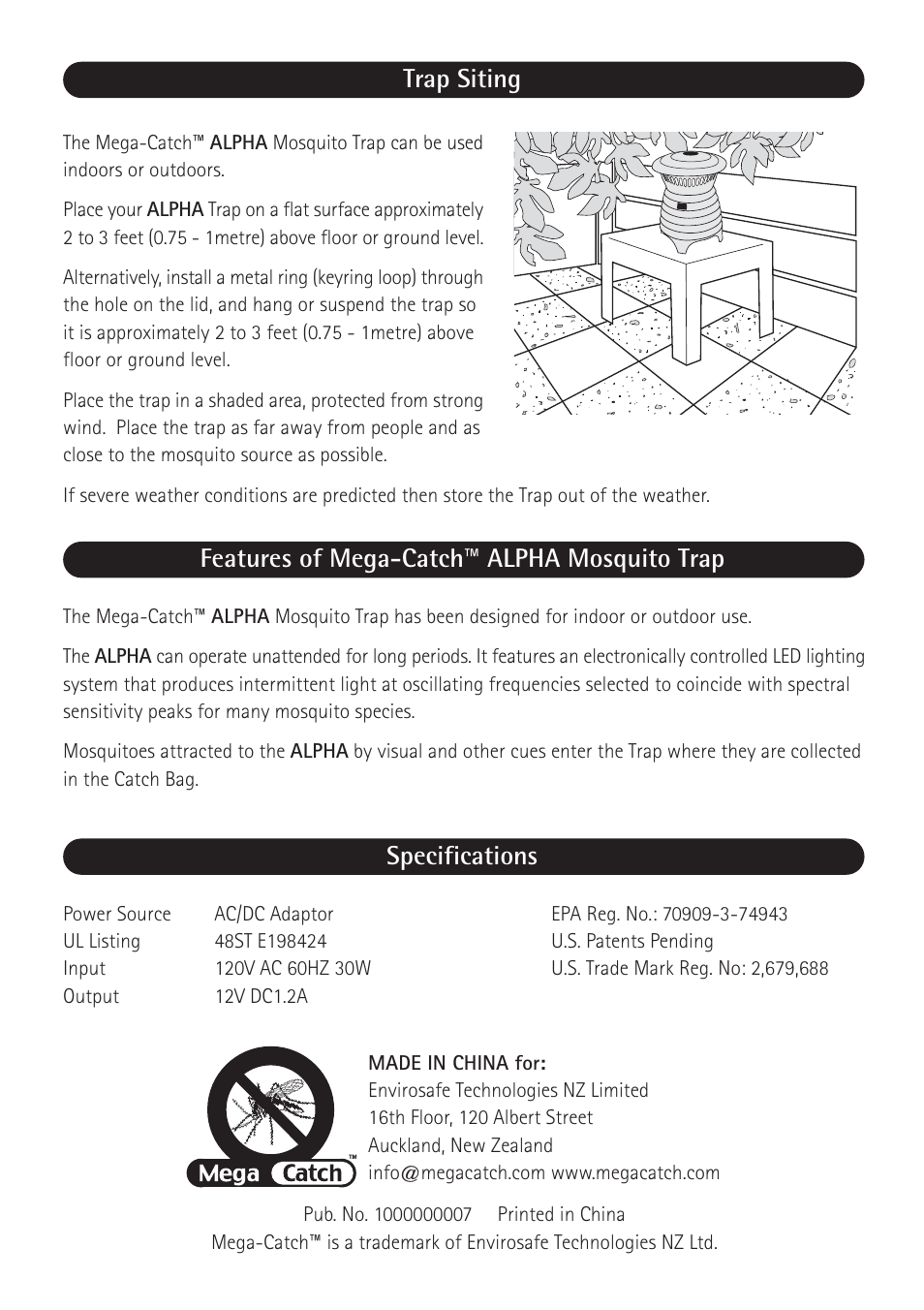 Specifications | Mega Catch MCA-600 Alpha User Manual | Page 3 / 8