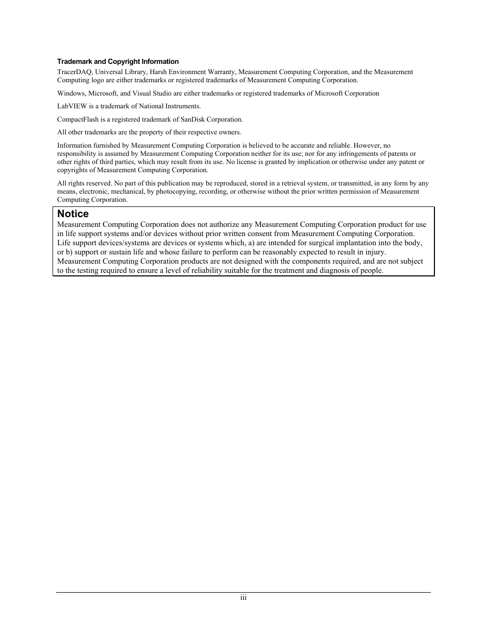 Notice | Measurement Computing 6K-SSR-RACK08 User Manual | Page 4 / 33