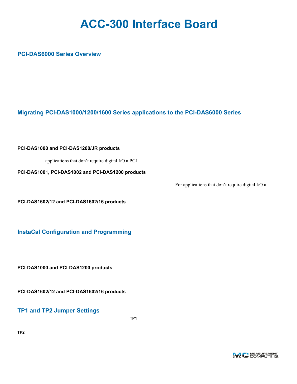 Measurement Computing ACC-300 User Manual | 7 pages