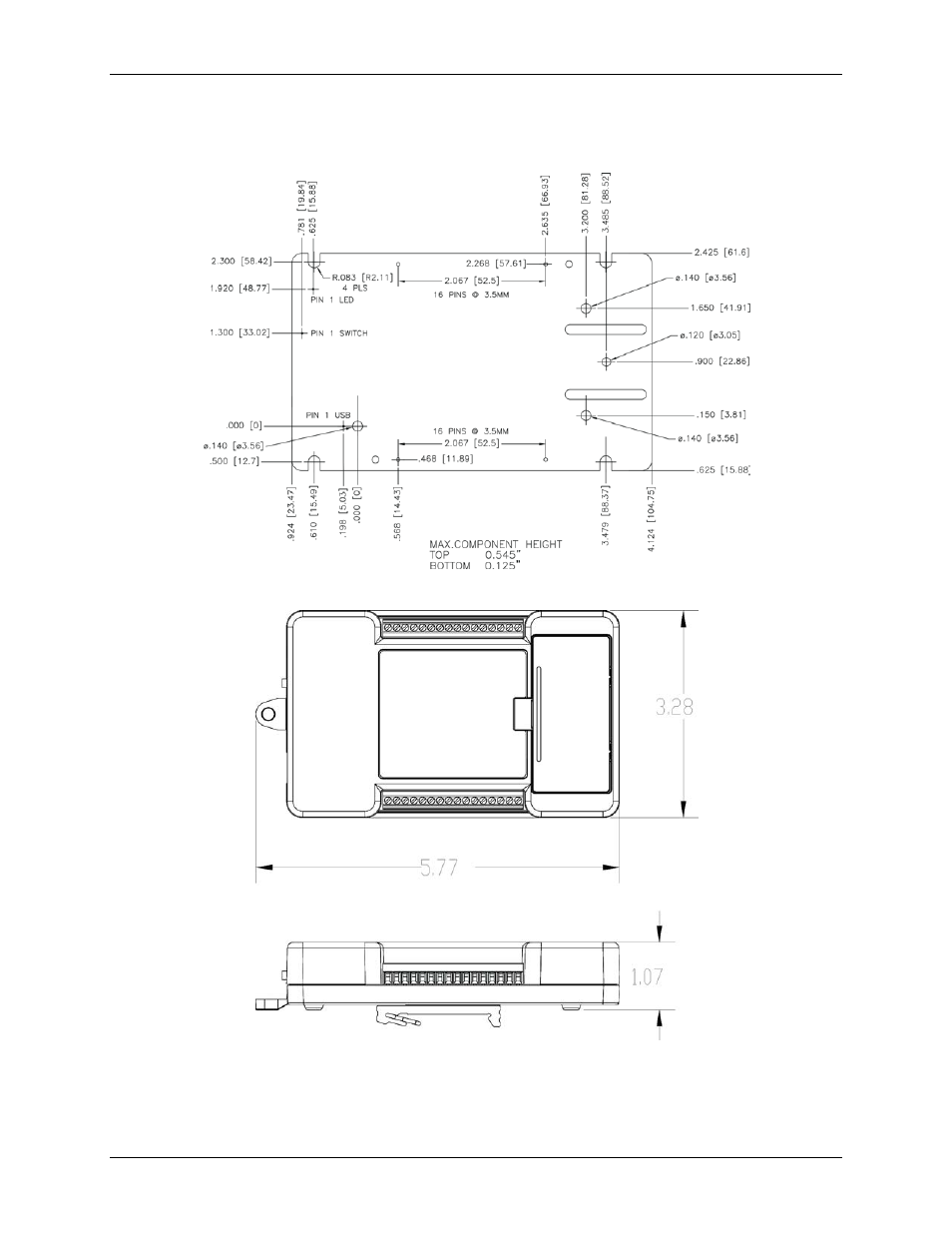 Mechanical drawings | Measurement Computing BTH-1208LS User Manual | Page 19 / 30