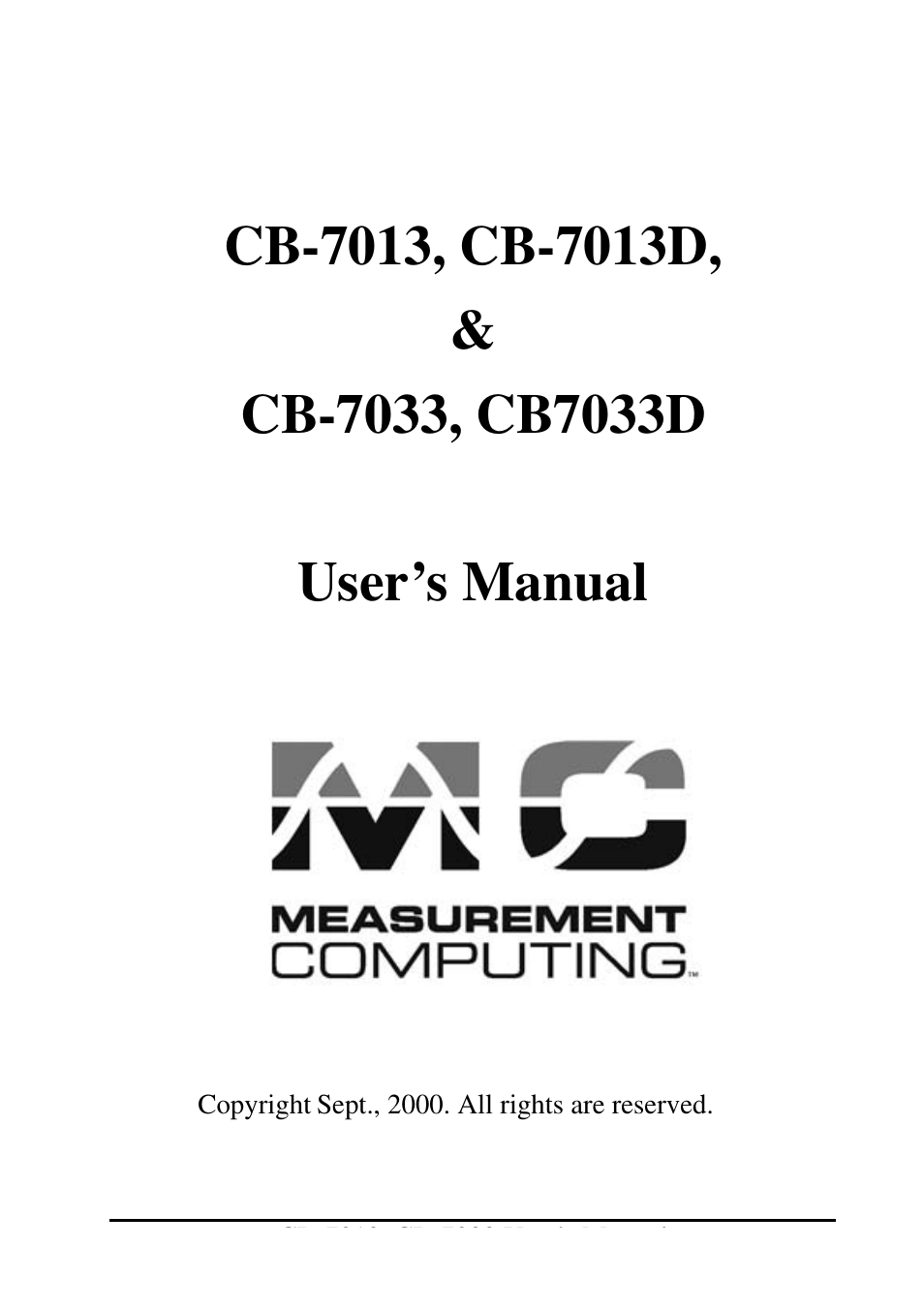 Measurement Computing CB-COM-7013 User Manual | 44 pages