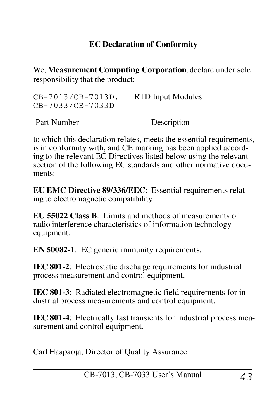 Measurement Computing CB-COM-7013 User Manual | Page 43 / 44