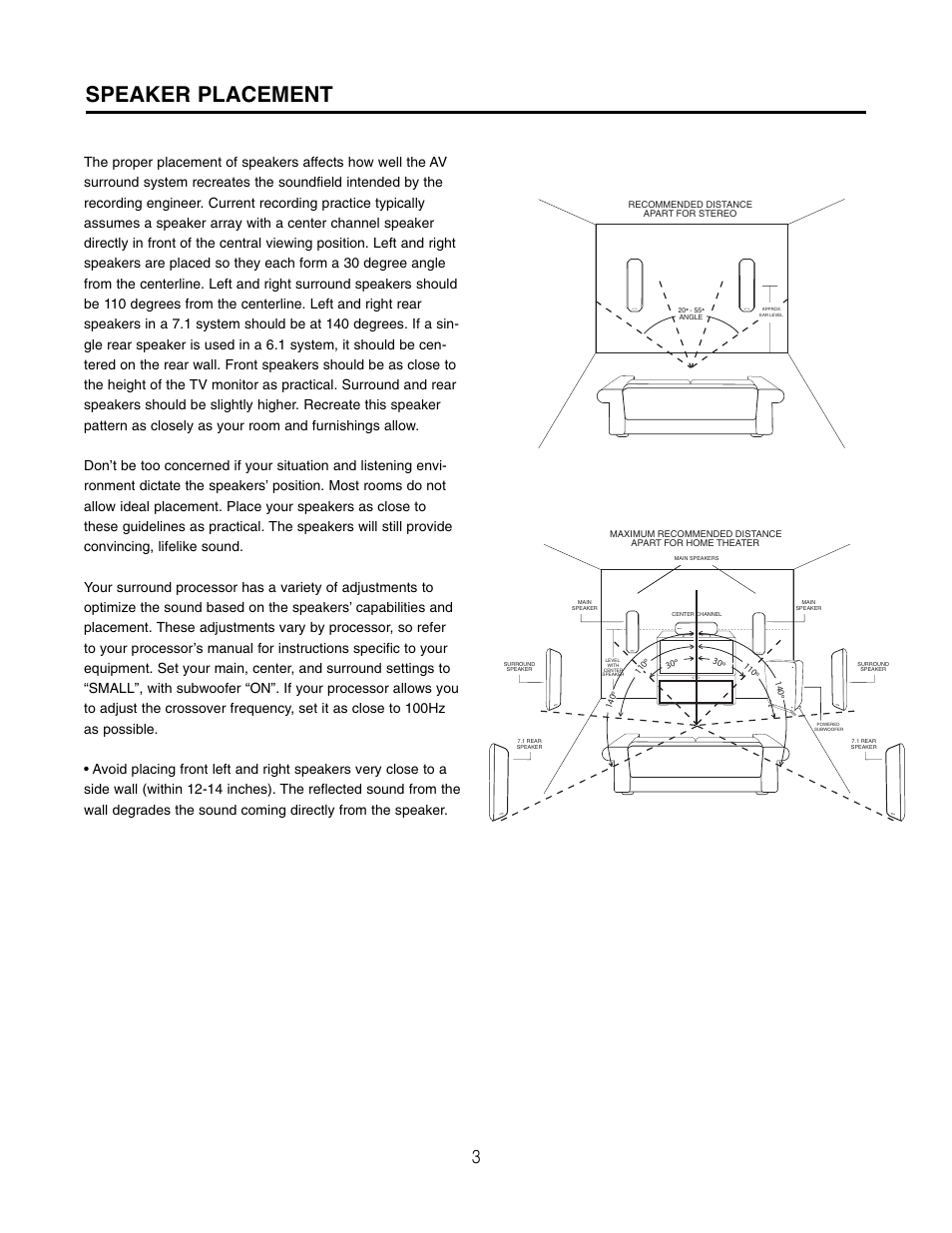 Speaker placement | Cambridge SoundWorks NEWTON MC650HD User Manual | Page 3 / 12