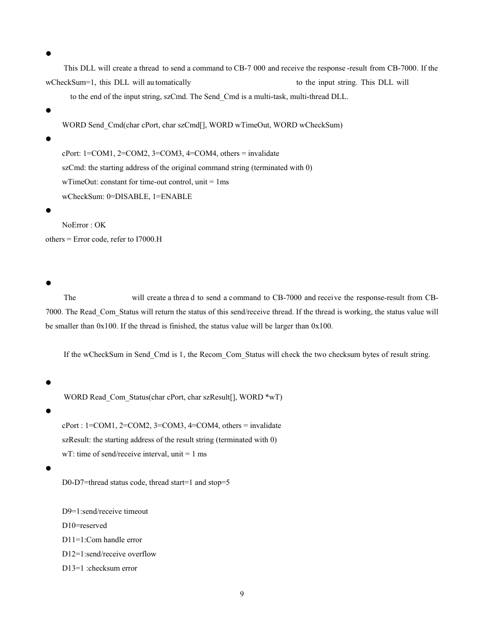 Send_cmd, Read_com_status | Measurement Computing CB-NAP-7000P User Manual | Page 13 / 36