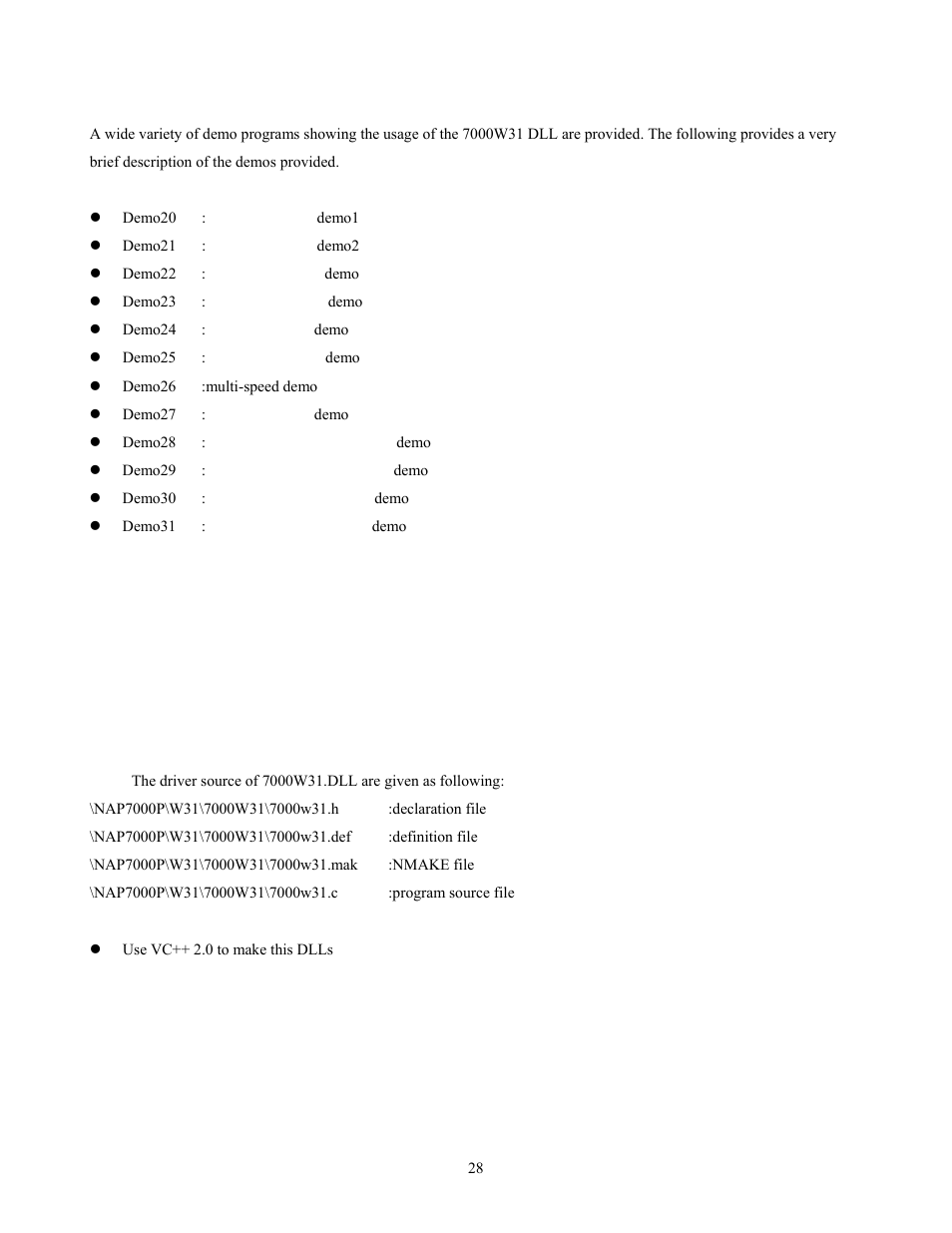 Vc demo programs, 7000w31.dll driver source | Measurement Computing CB-NAP-7000P User Manual | Page 32 / 36