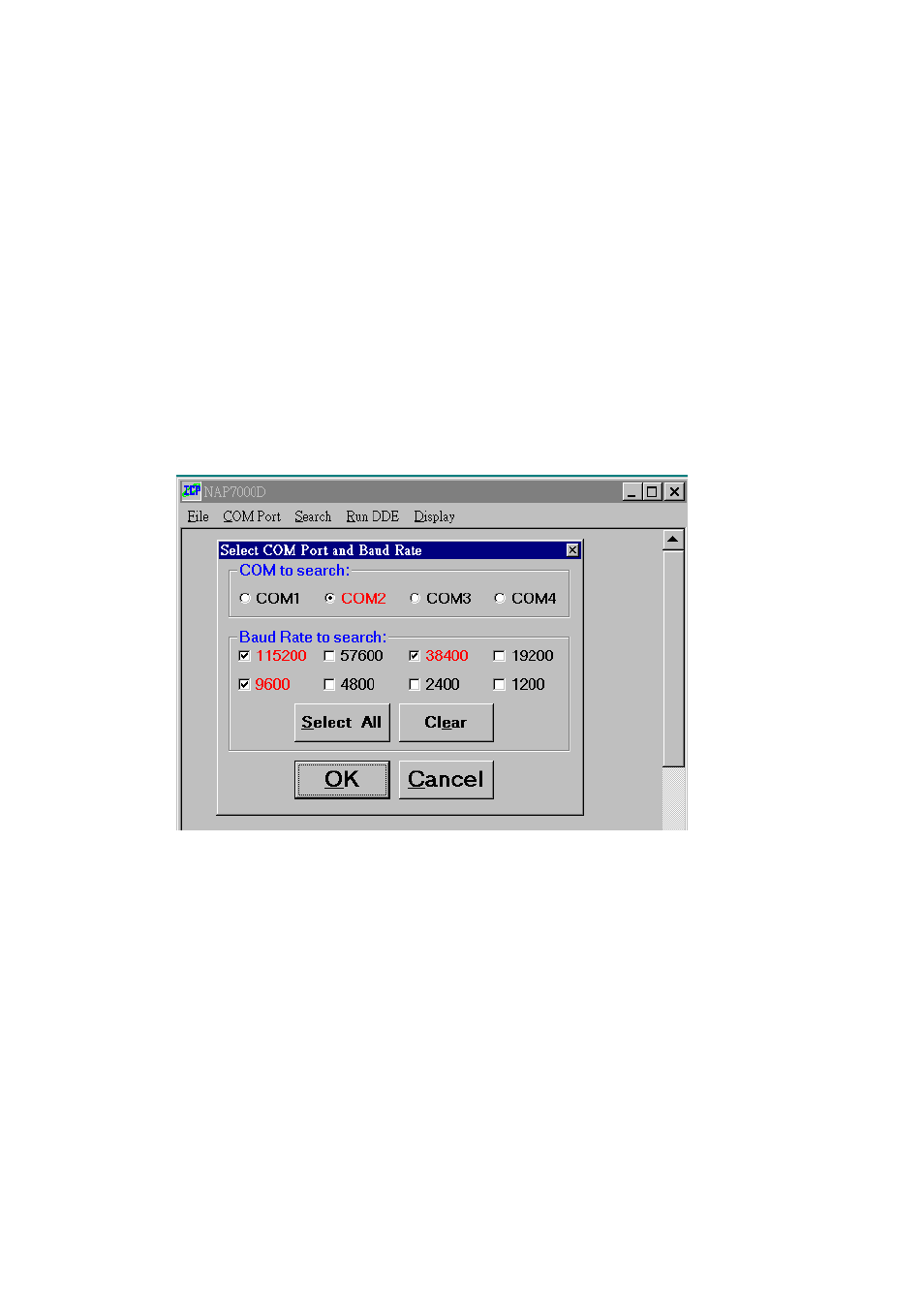 Choose the com port and baud rate for search, 4 choose the com port and baud rate for search | Measurement Computing CB-NAP-7000D User Manual | Page 14 / 56