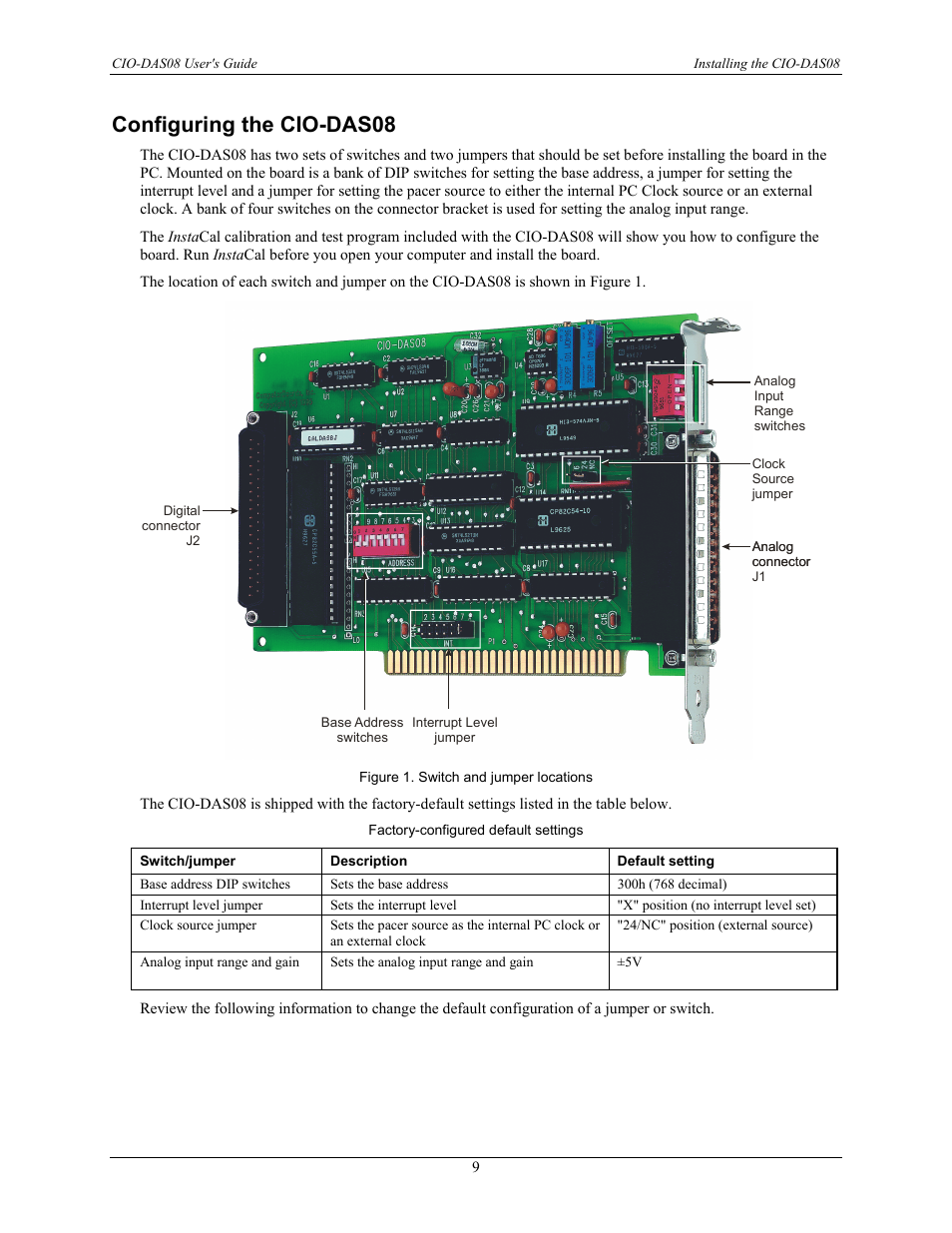 Configuring the cio-das08 | Measurement Computing CIO-DAS08 User Manual | Page 9 / 21