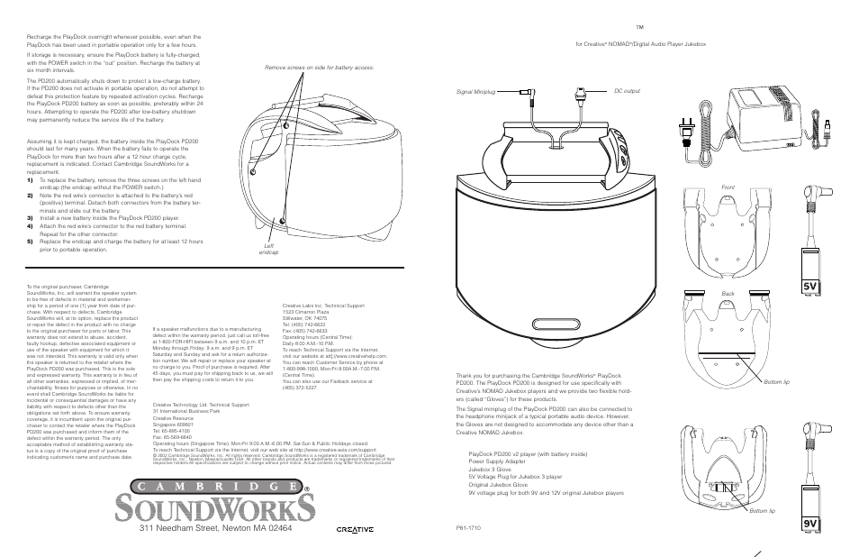 Cambridge SoundWorks PD200 V2 User Manual | 2 pages