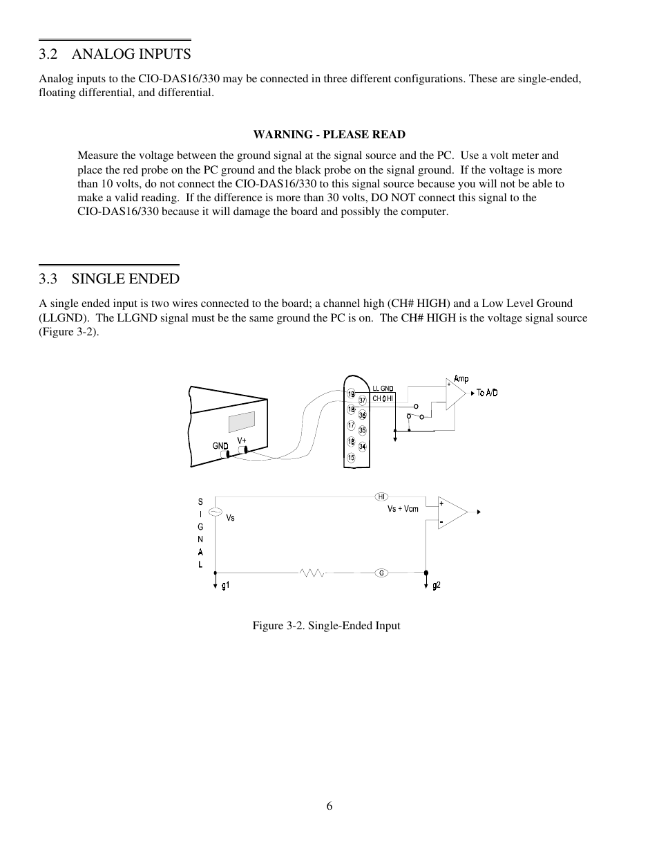 2 analog inputs, 3 single ended | Measurement Computing CIO-DAS16/330 User Manual | Page 10 / 34