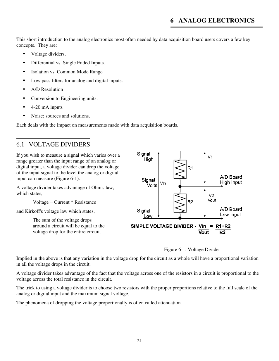 6 analog electronics, 1 voltage dividers | Measurement Computing CIO-DAS16/330 User Manual | Page 25 / 34