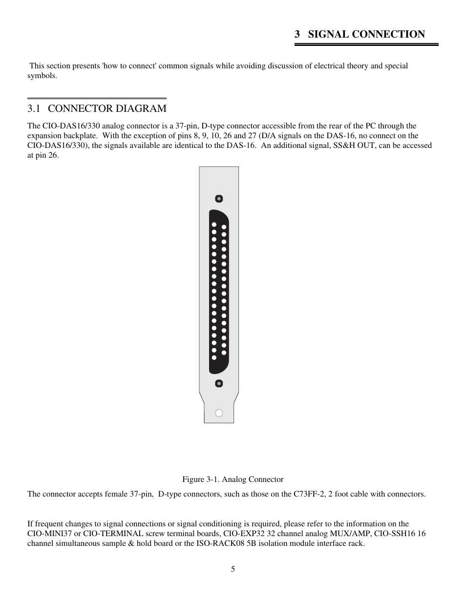 3 signal connection, 1 connector diagram | Measurement Computing CIO-DAS16/330 User Manual | Page 9 / 34