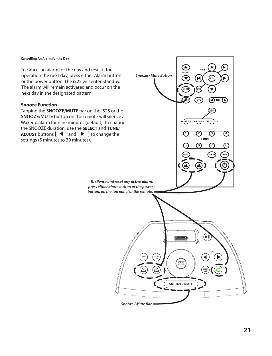 Buttons | Cambridge SoundWorks I525 User Manual | Page 21 / 24
