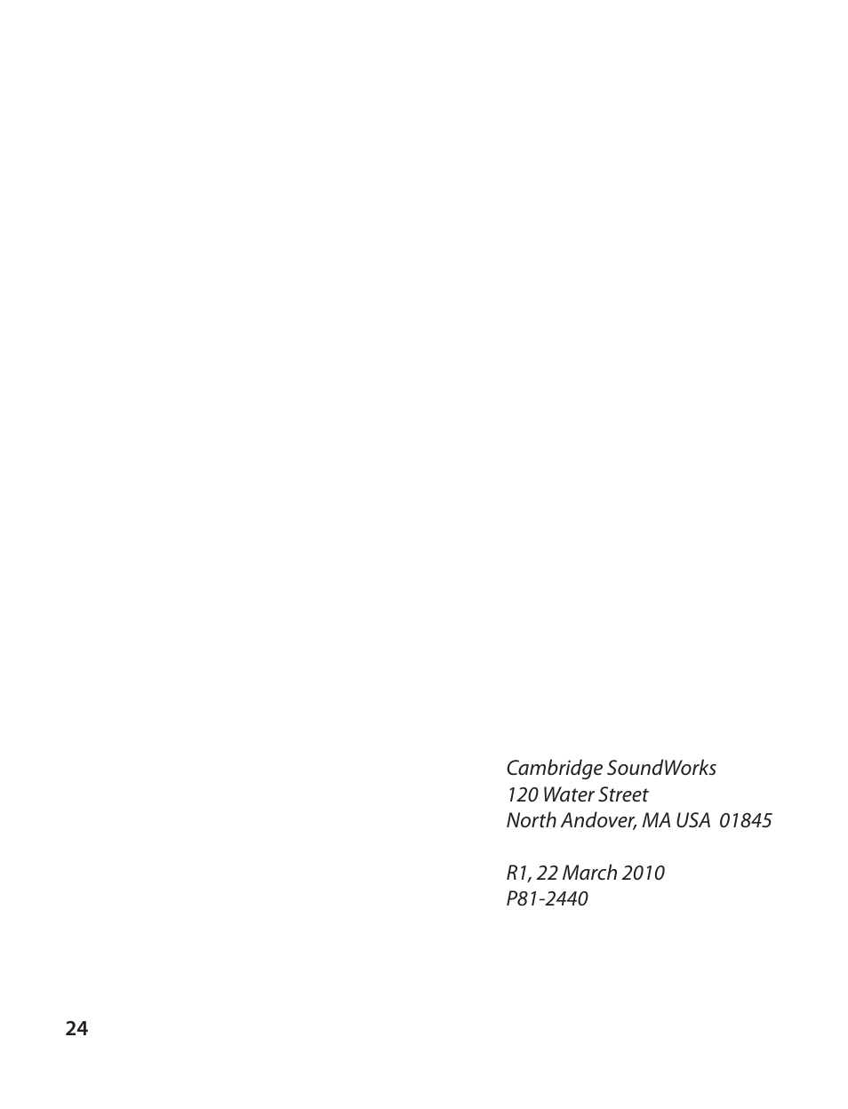 Cambridge SoundWorks I525 User Manual | Page 24 / 24