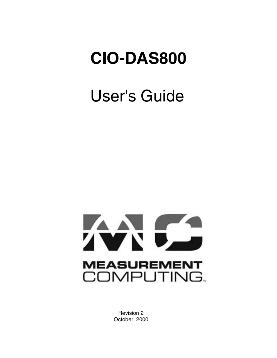 Measurement Computing CIO-DAS800 User Manual | 20 pages