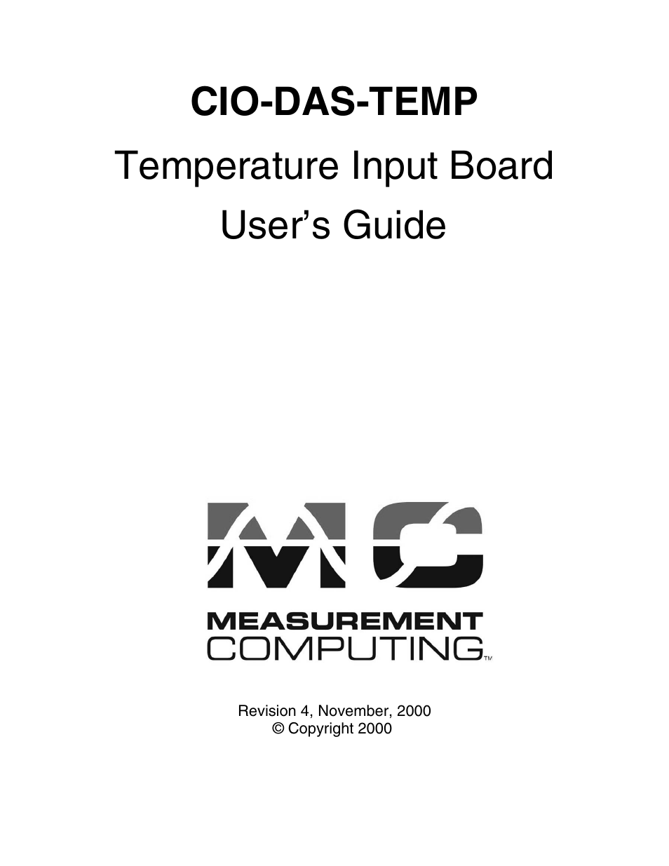 Measurement Computing CIO-DAS-TEMP User Manual | 20 pages