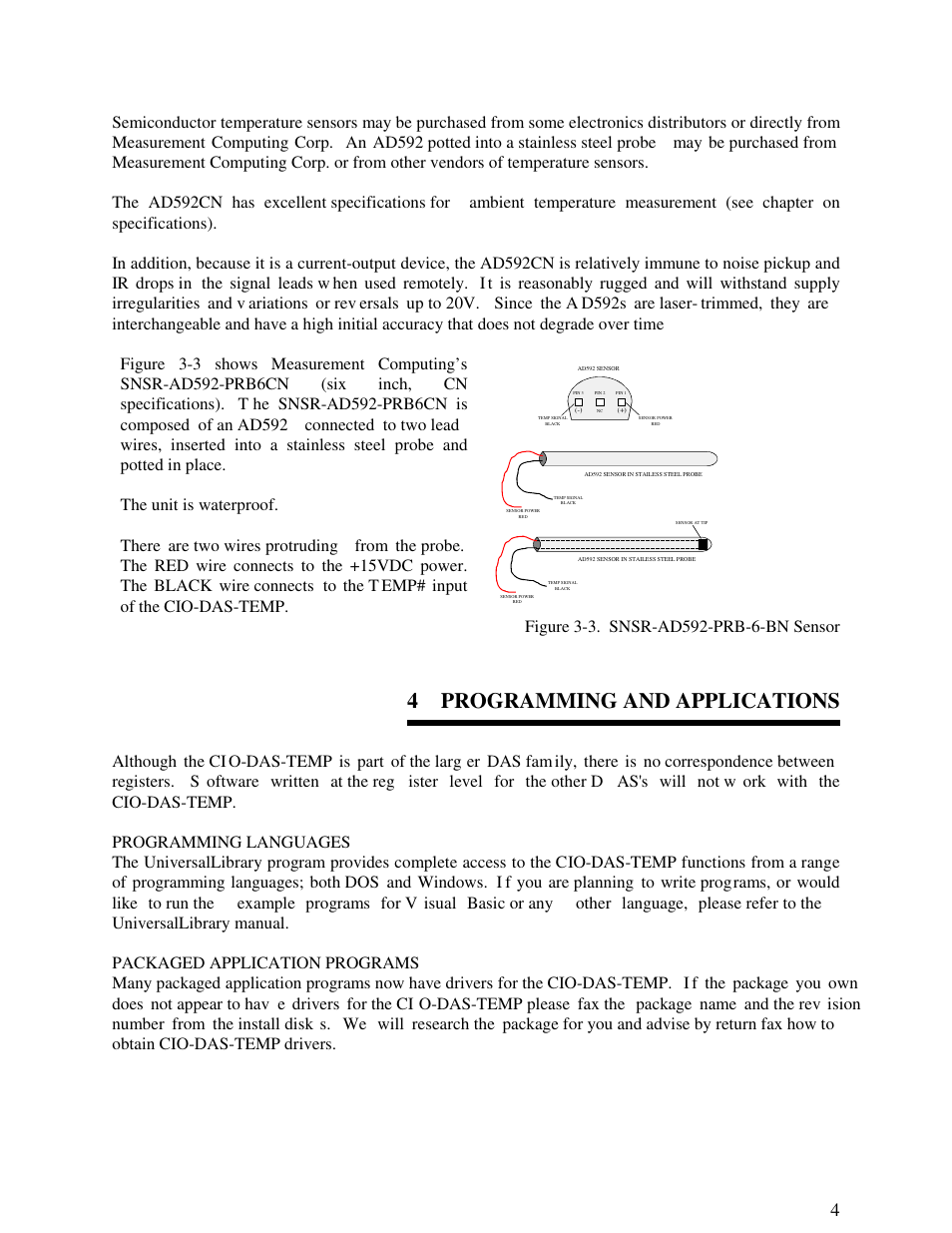 Programming and applications, 4 programming and applications | Measurement Computing CIO-DAS-TEMP User Manual | Page 8 / 20