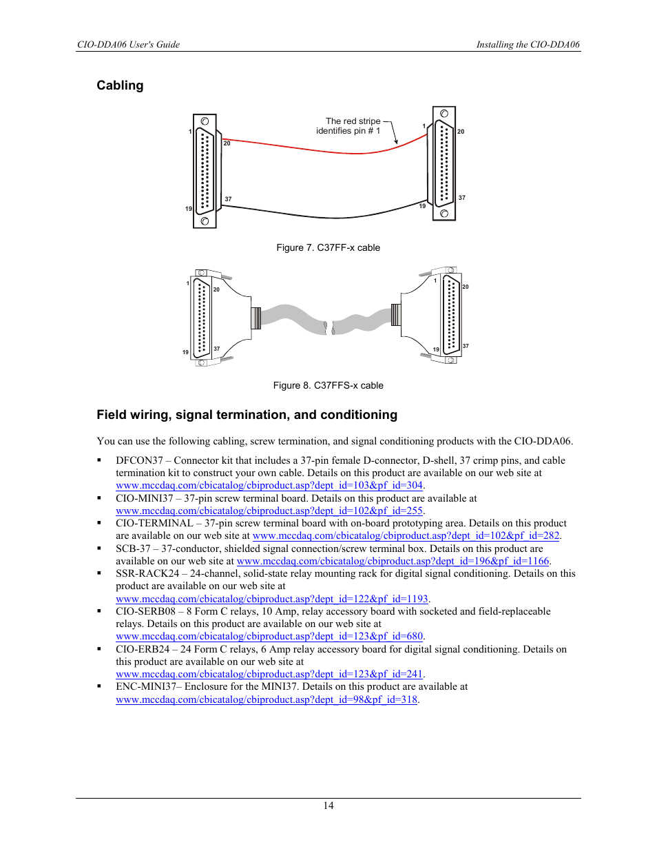 Cabling, Field wiring, signal termination, and conditioning, Field | Wiring, signal termination, and conditioning | Measurement Computing CIO-DDA06 User Manual | Page 14 / 21