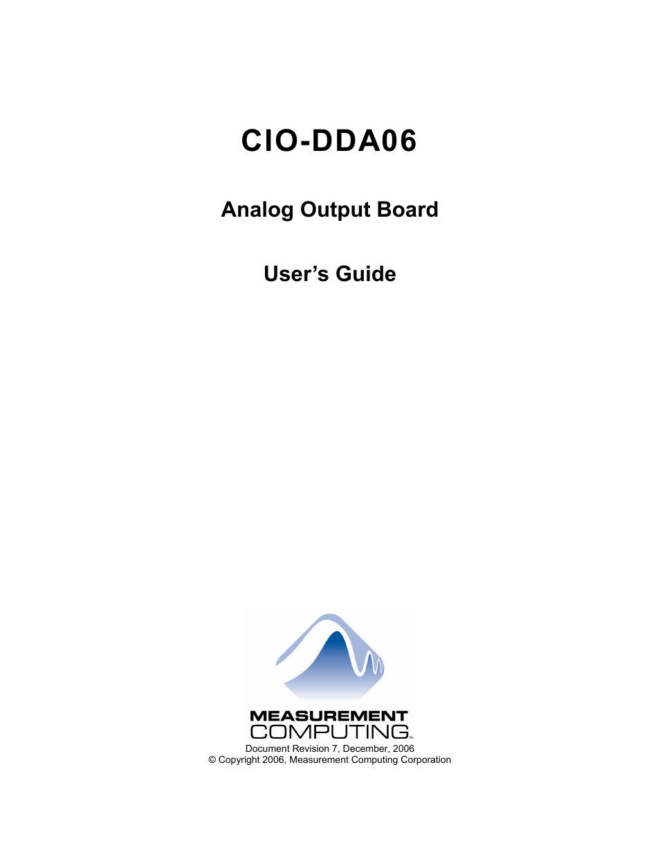 Cio-dda06, Analog output board user’s guide | Measurement Computing CIO-DDA06 User Manual | Page 2 / 21