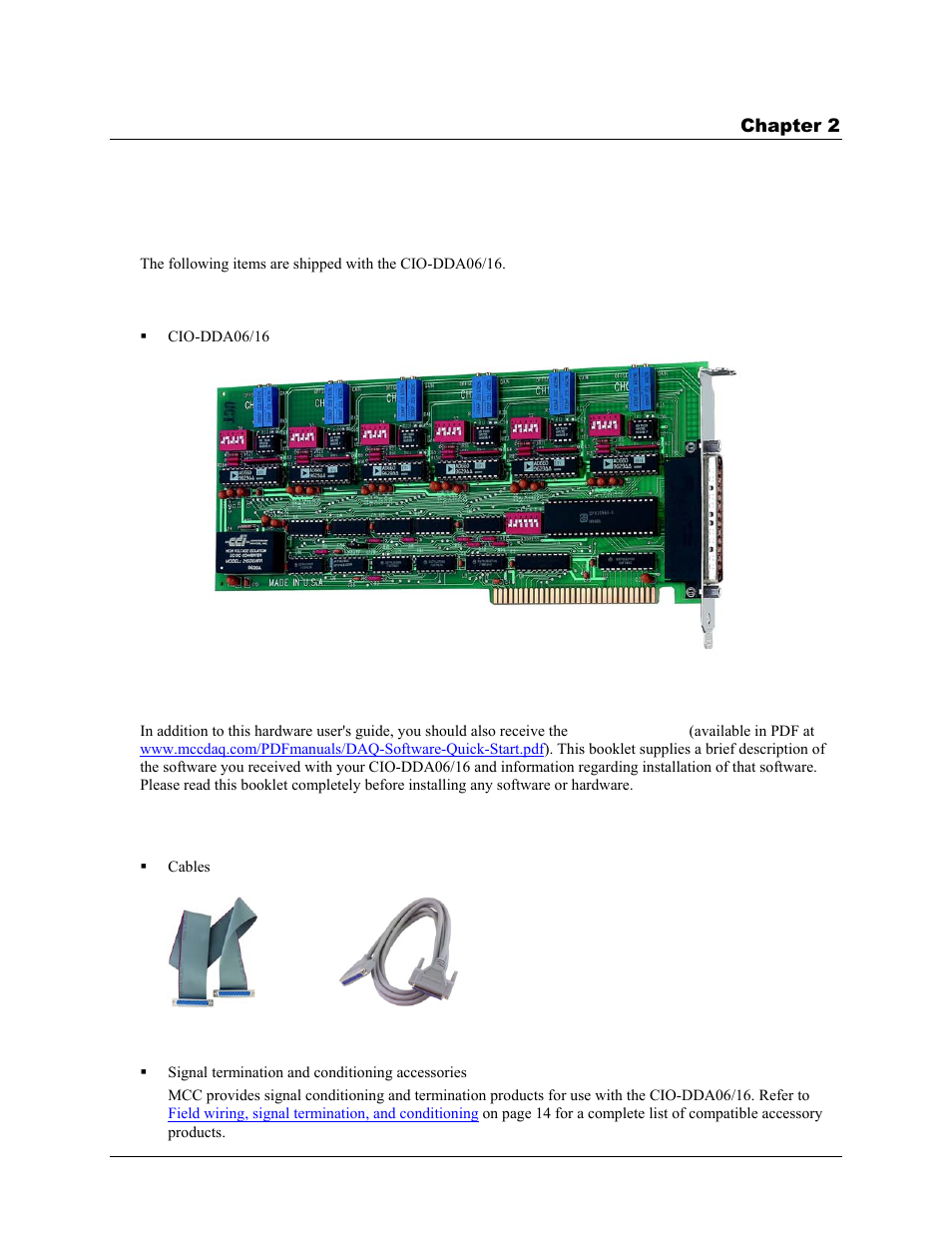 Installing the cio-dda06/16, What comes with your cio-dda06/16 shipment, Hardware | Additional documentation, Optional components | Measurement Computing CIO-DDA06/16 User Manual | Page 8 / 18