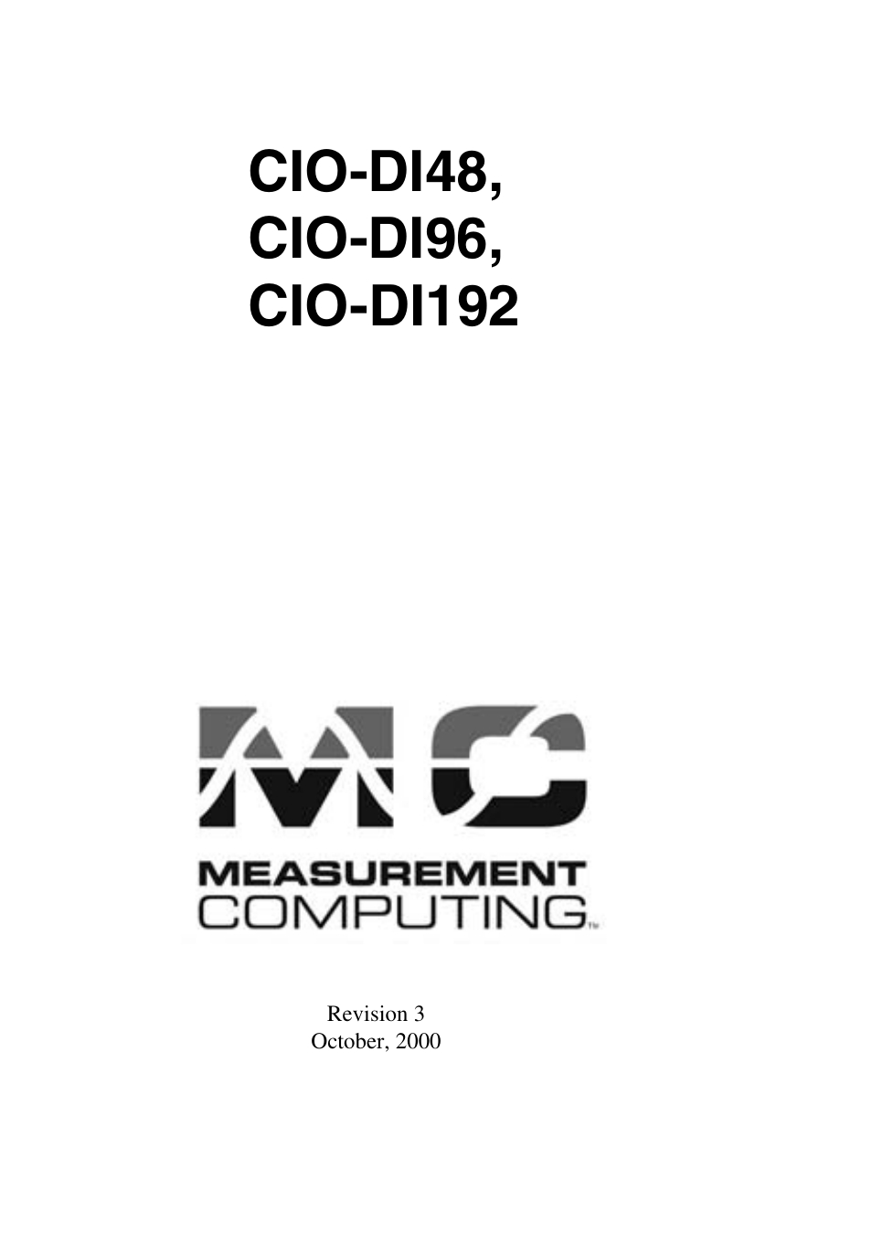 Measurement Computing CIO-DI48 User Manual | 24 pages