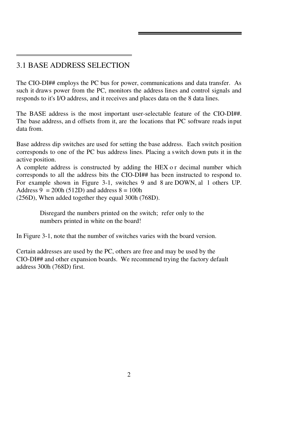 0 hardware setup | Measurement Computing CIO-DI48 User Manual | Page 6 / 24
