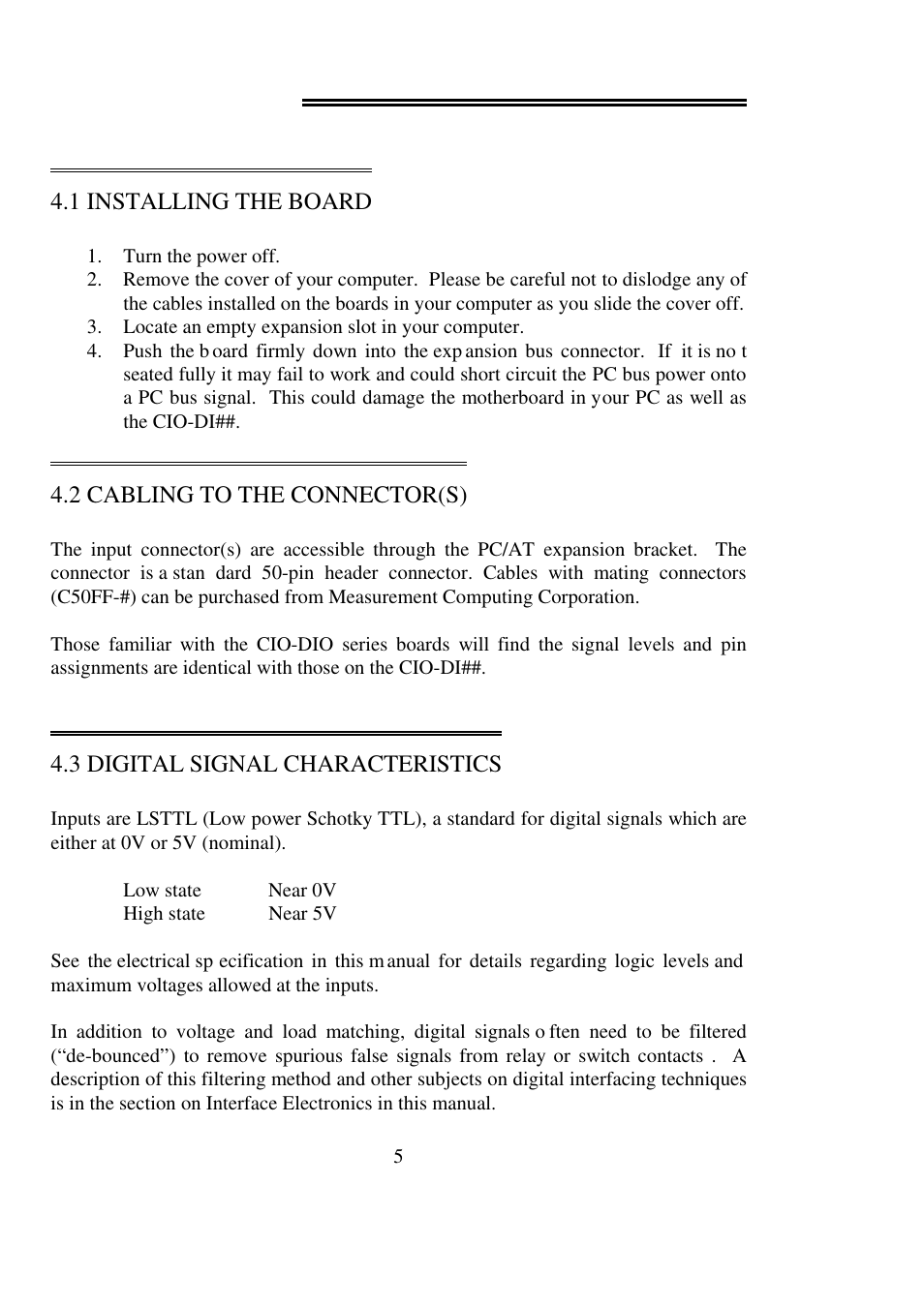 0 hardware installation | Measurement Computing CIO-DI48 User Manual | Page 9 / 24