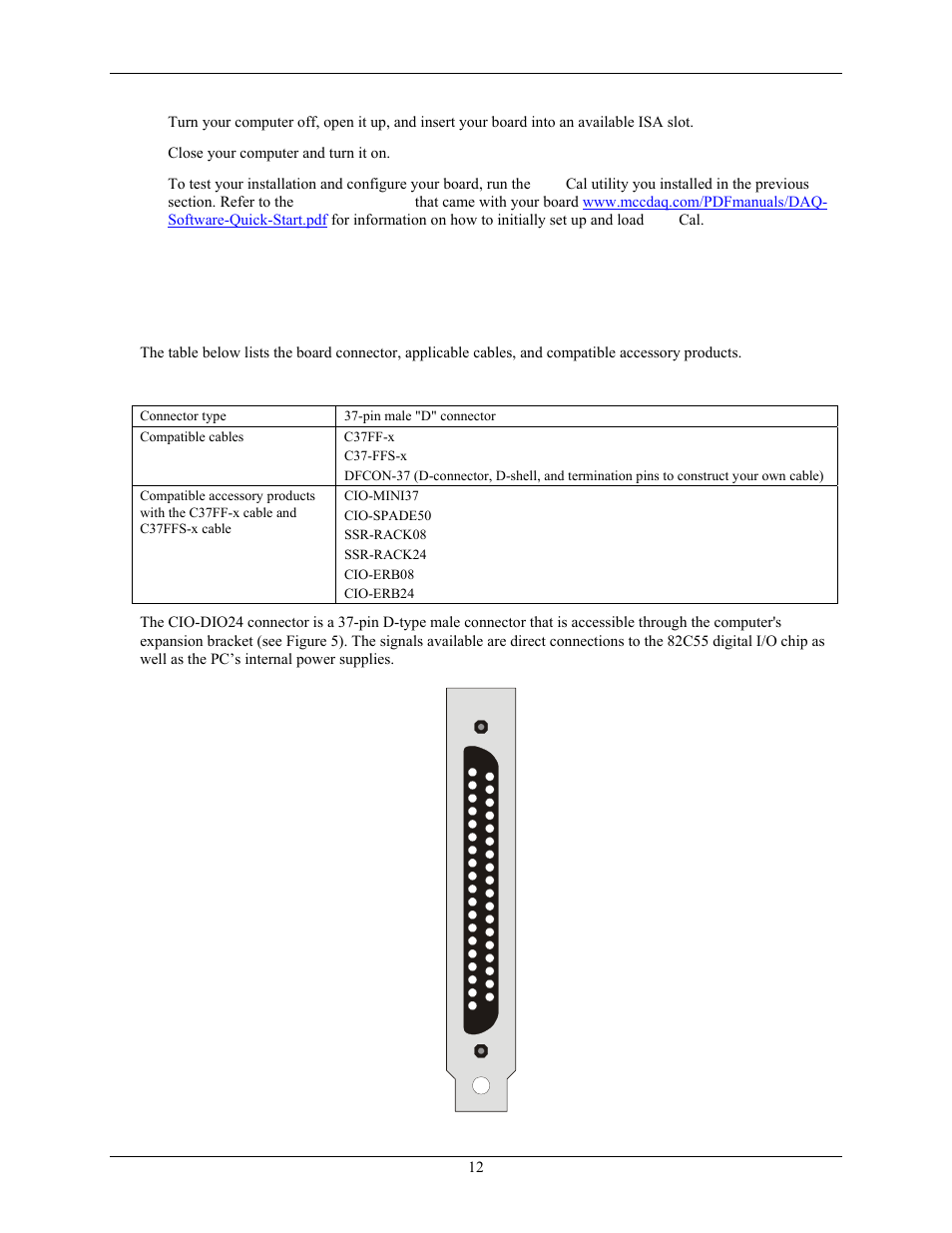 Connecting the board for i/o operations, Connectors, cables – main i/o connector | Measurement Computing CIO-DIO24 User Manual | Page 12 / 20