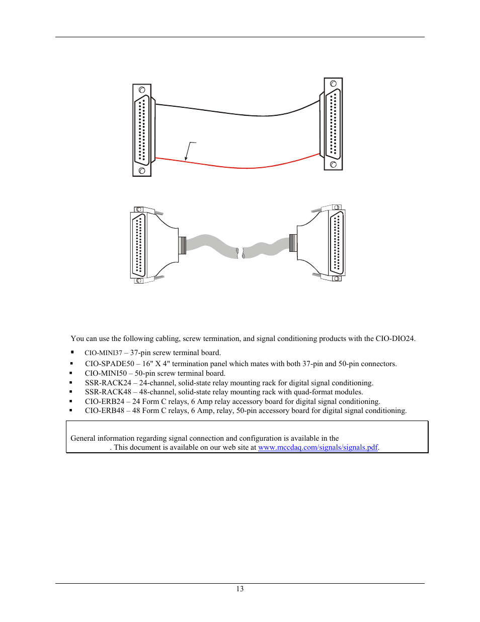 Cabling, Field wiring, signal termination, and conditioning, Field | Wiring, signal termination, and conditioning | Measurement Computing CIO-DIO24 User Manual | Page 13 / 20