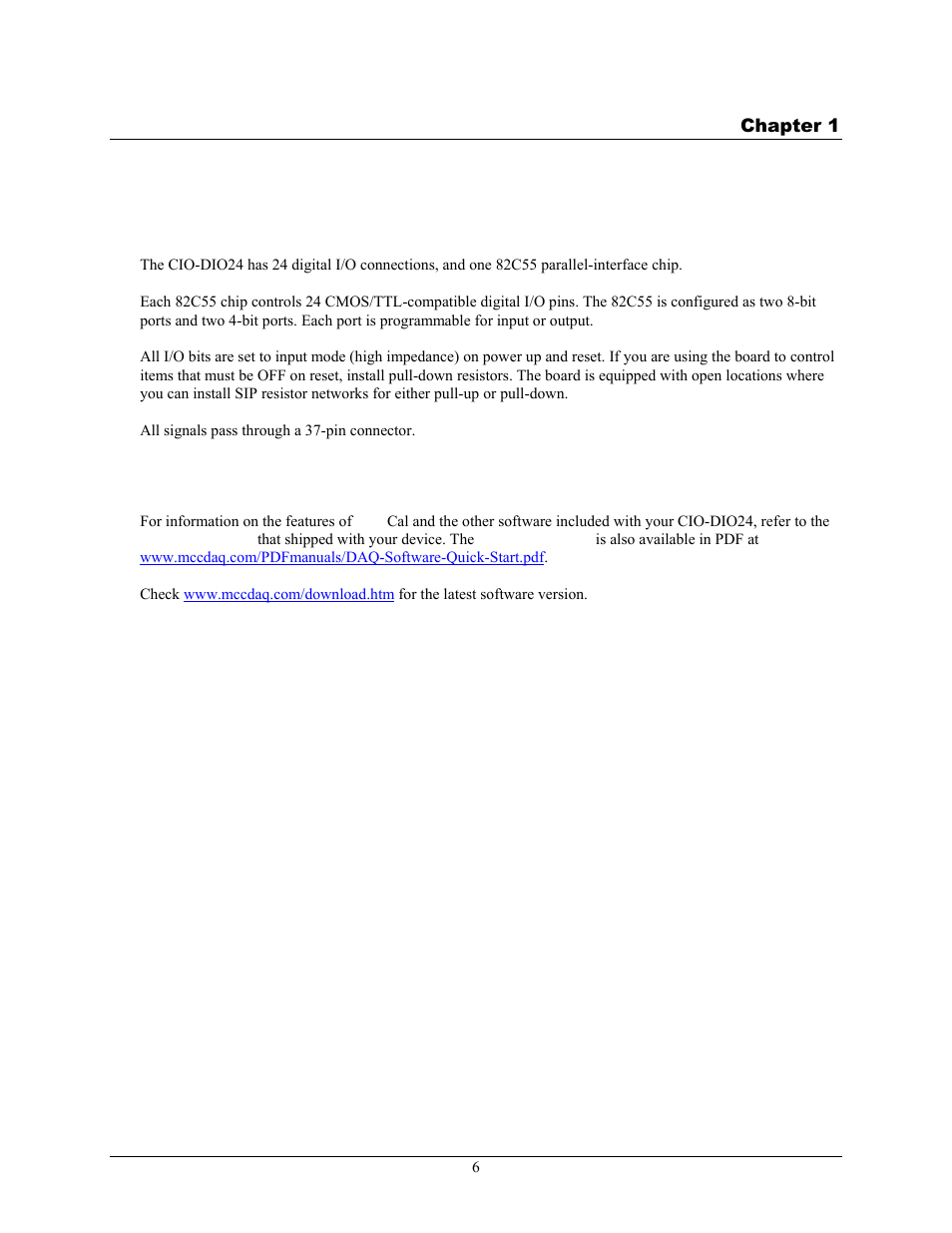 Introducing the cio-dio24, Overview: cio-dio24 features, Software features | Measurement Computing CIO-DIO24 User Manual | Page 6 / 20