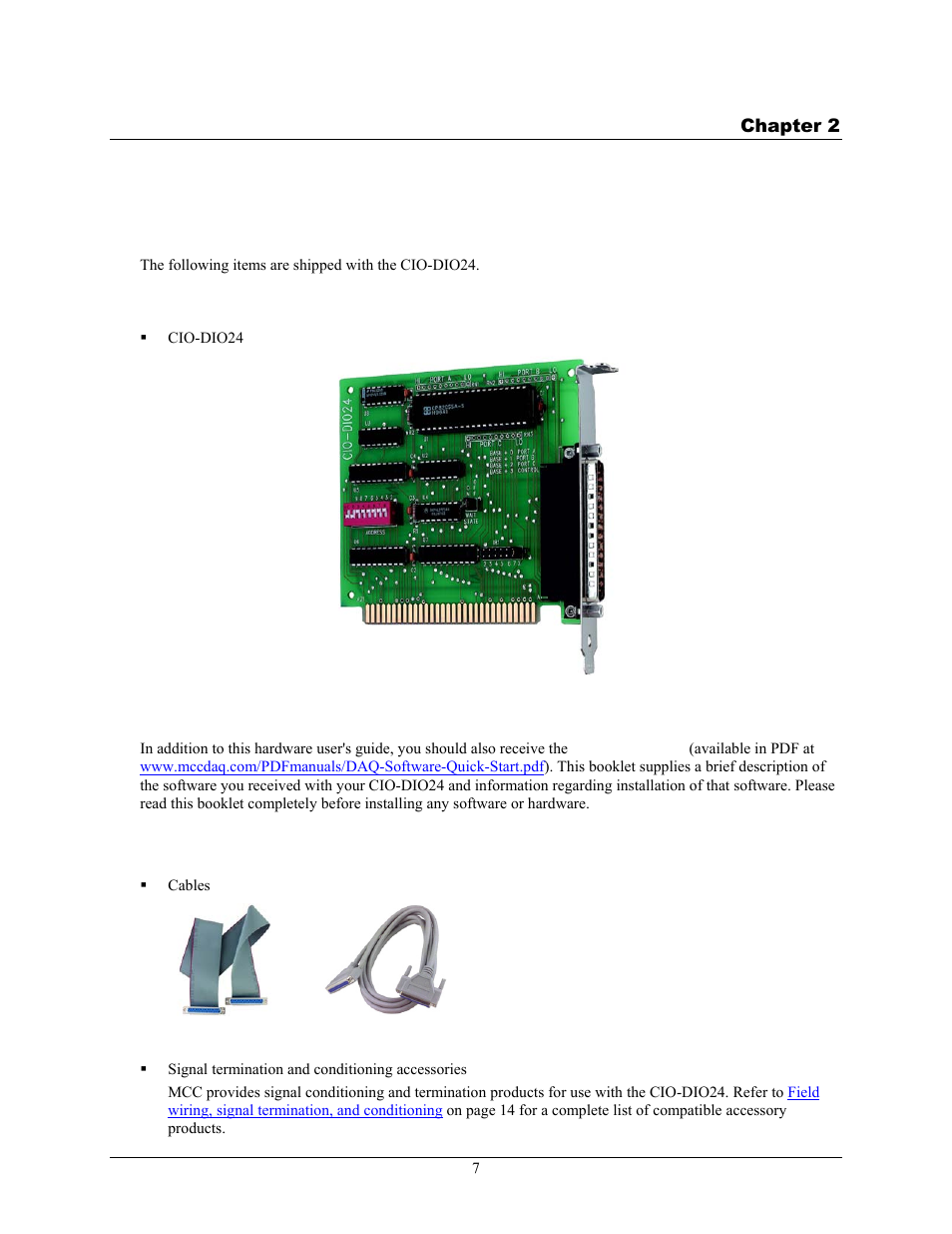 Installing the cio-dio24, What comes with your cio-dio24 shipment, Hardware | Additional documentation, Optional components | Measurement Computing CIO-DIO24 User Manual | Page 7 / 20
