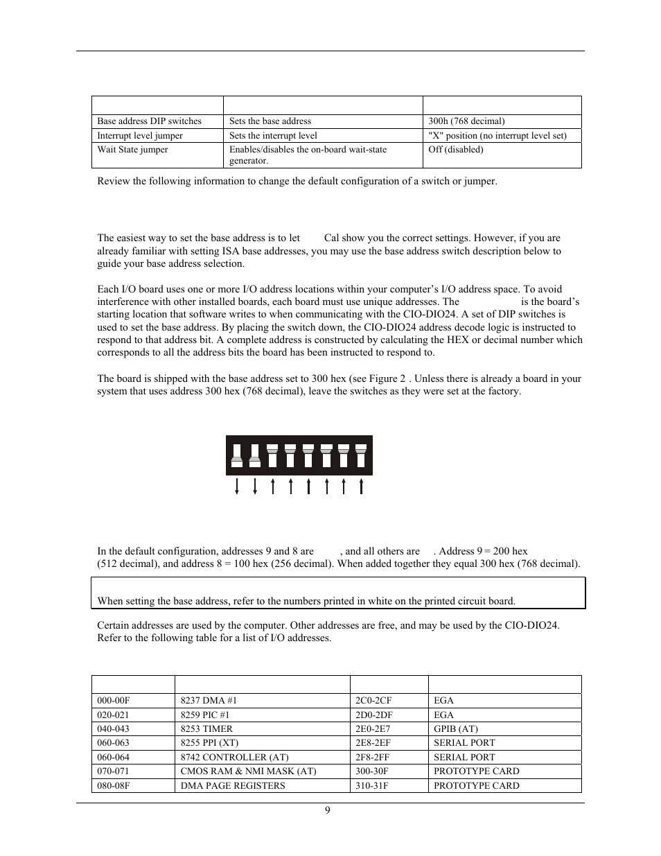 Base address | Measurement Computing CIO-DIO24 User Manual | Page 9 / 20