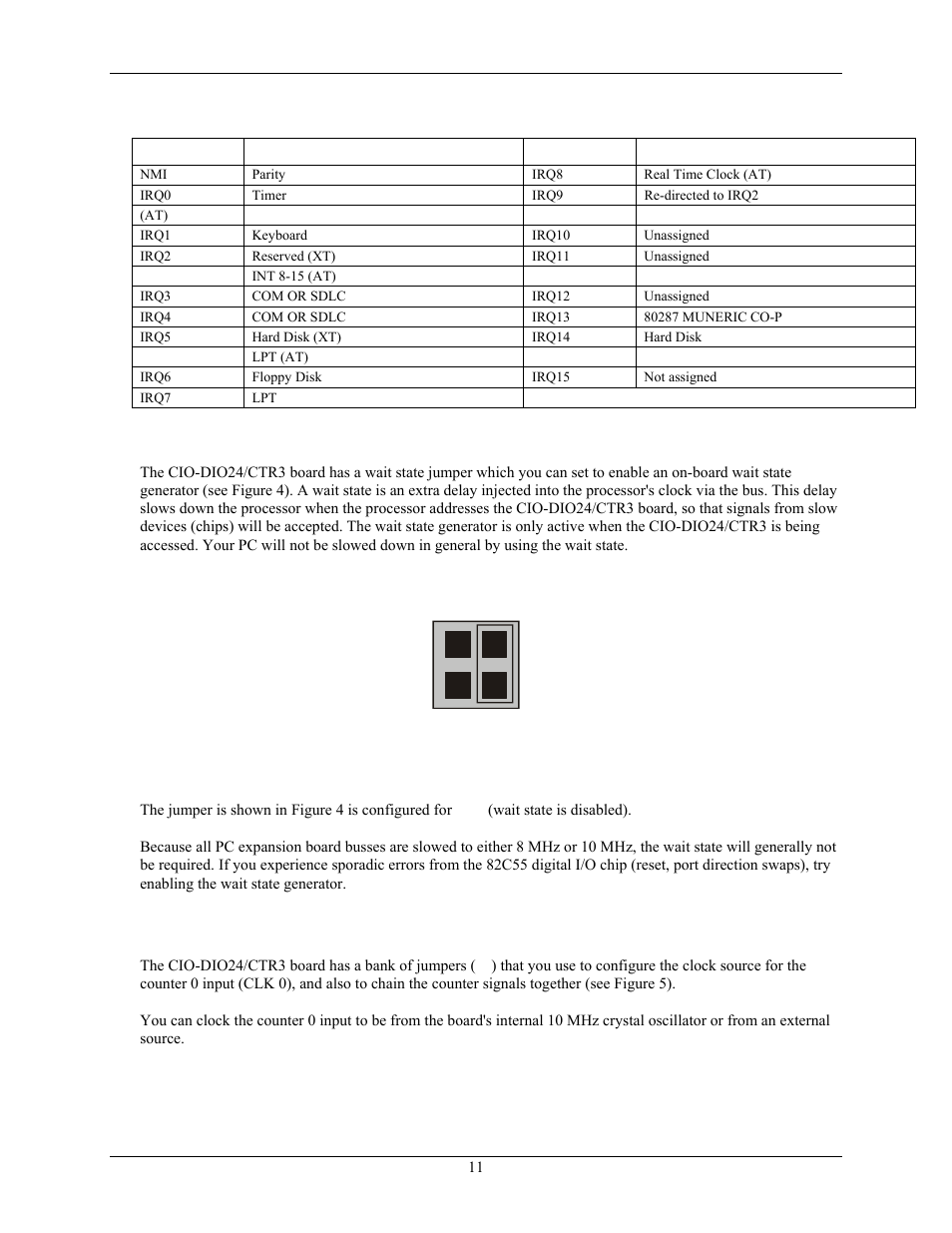 Wait state, Clock source | Measurement Computing CIO-DIO24/CTR3 User Manual | Page 11 / 21