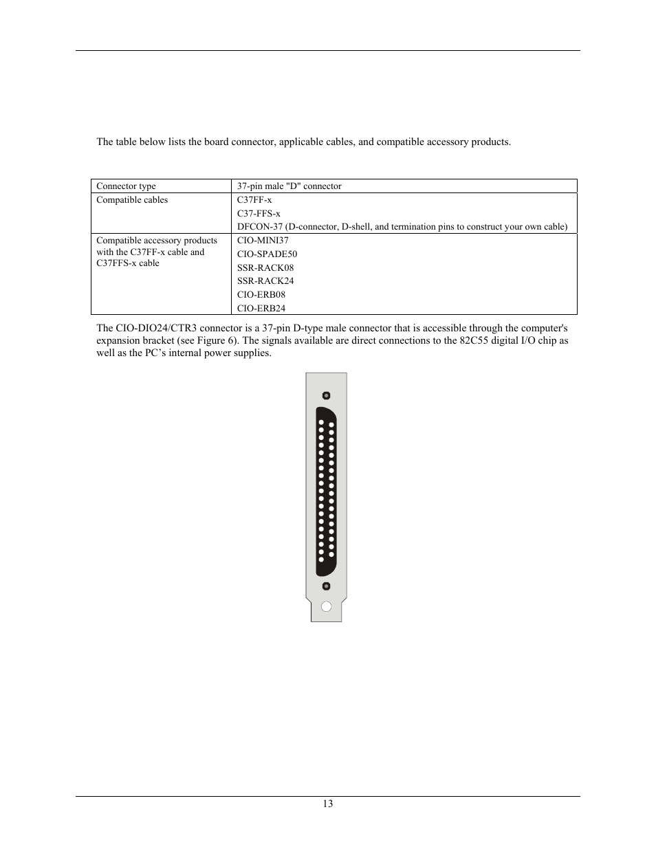 Connecting the board for i/o operations, Connectors, cables – main i/o connector | Measurement Computing CIO-DIO24/CTR3 User Manual | Page 13 / 21