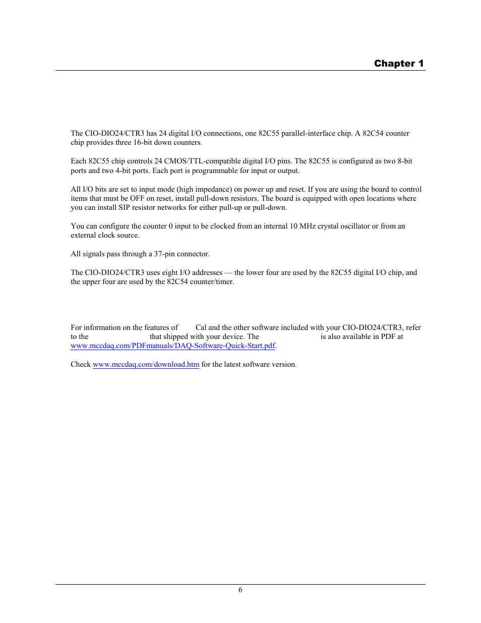 Introducing the cio-dio24/ctr3, Overview: cio-dio24/ctr3 features, Software features | Measurement Computing CIO-DIO24/CTR3 User Manual | Page 6 / 21