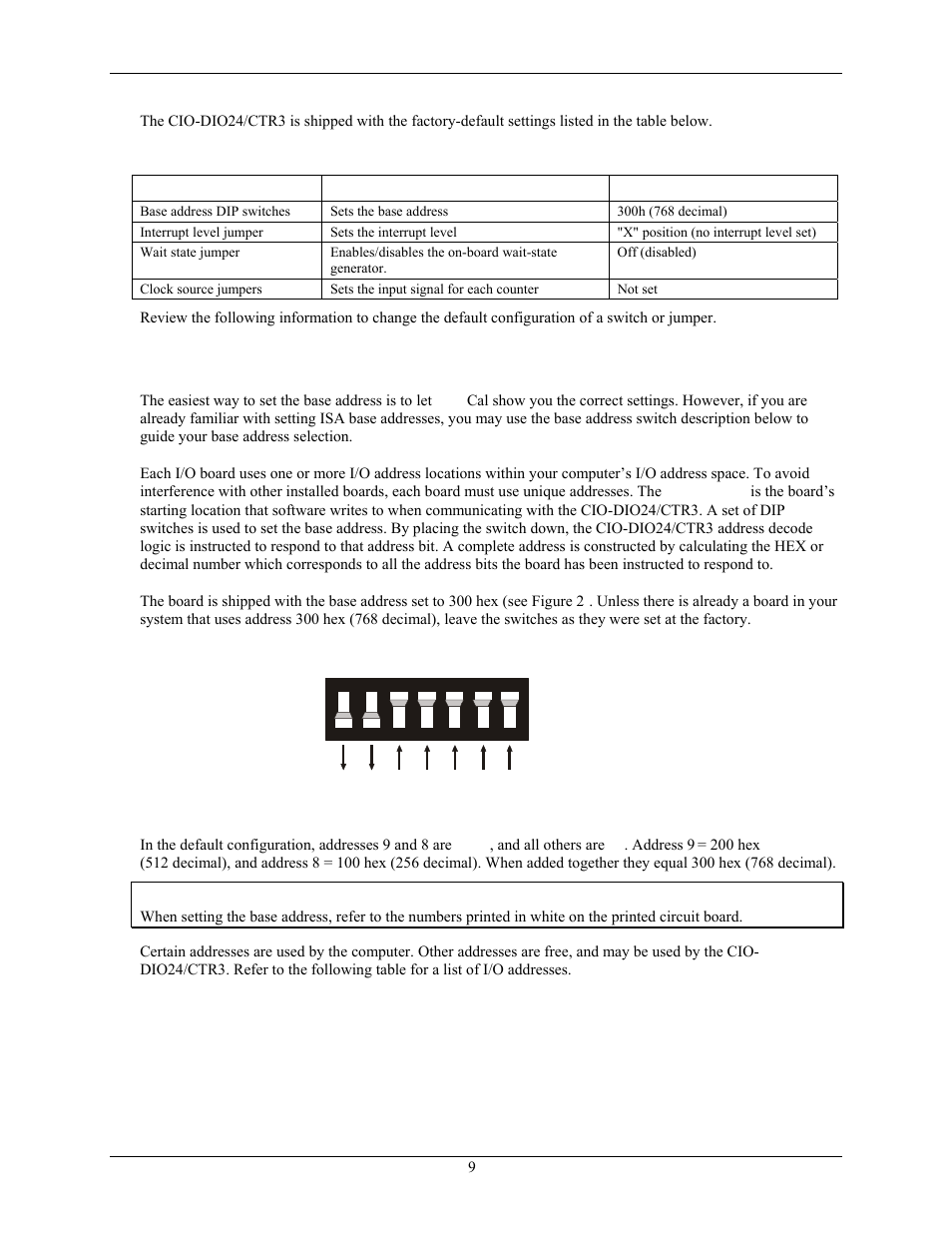 Base address | Measurement Computing CIO-DIO24/CTR3 User Manual | Page 9 / 21